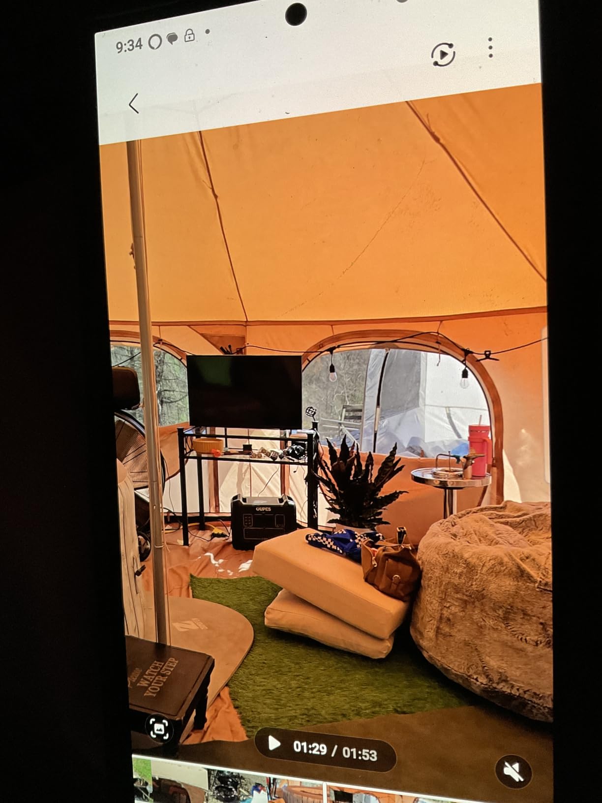 16.5 Ft Canvas Bell Tent, Large Yurt Tent with Stove Jack | 4 Seasons Tent for Camping with 8 Mesh Windows, Removable Floor, 55