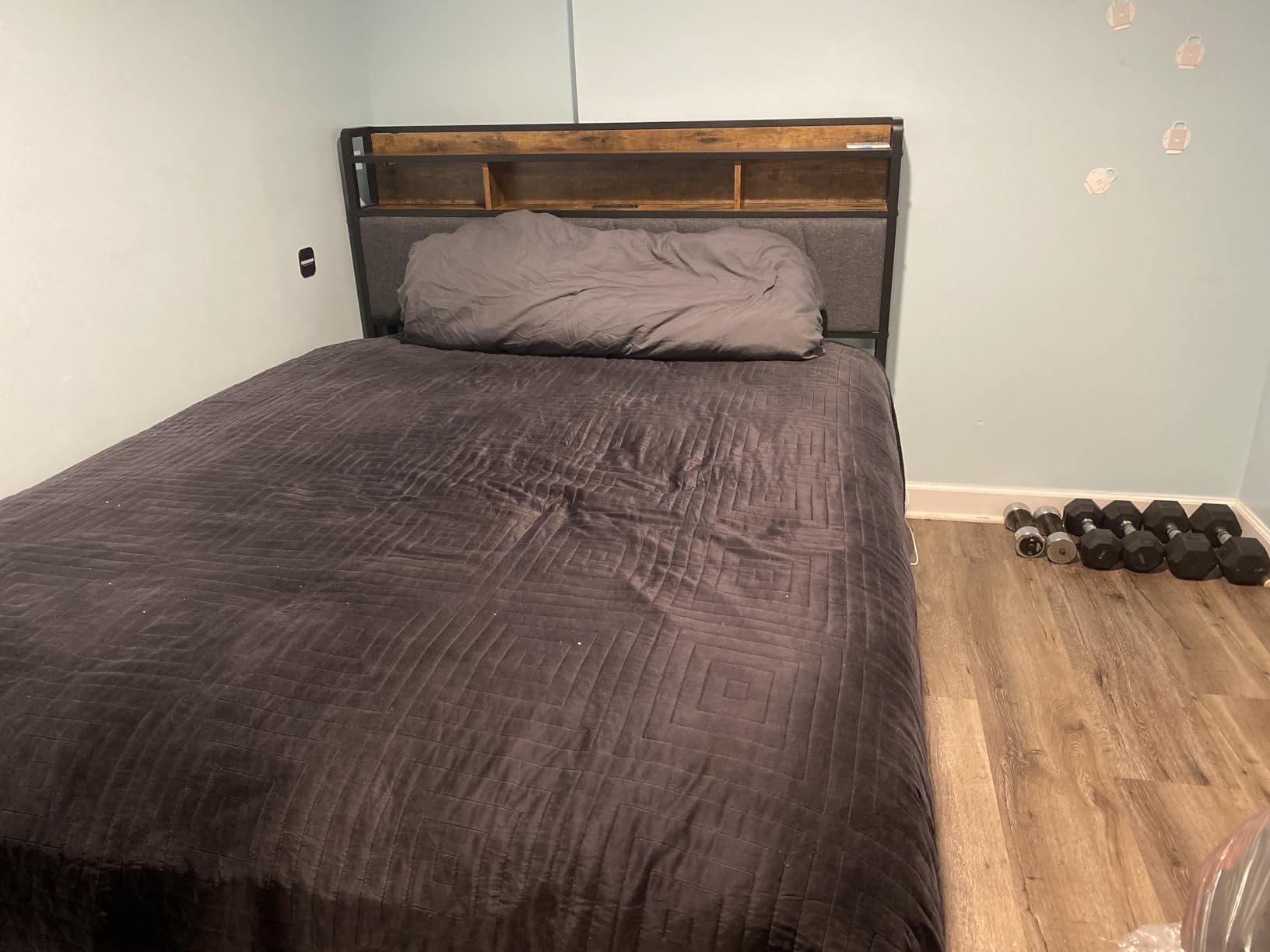Forestell Full Size Bed Frame with 2-Tier Storage Headboard & 6 Drawers | Platform Bed with Heavy Duty Slat Support, Charging Station & LED, USB, Type-C & AC Ports, Noise-Free, No Box Spring, Brown customer photo 1