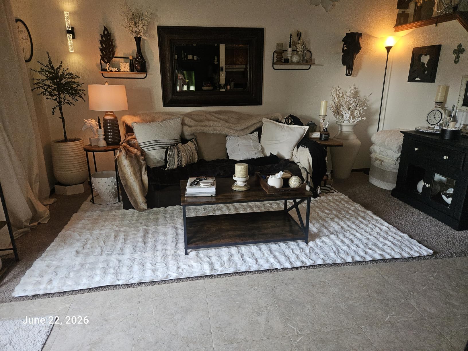 Creamy White Rabbit Plush Rug 8'x10', Fluffy Faux Fur Shaggy Area Rug for Nursery, Kids Room Decor, Soft Fuzzy Carpet for Living Room, Bedroom, Teen Girls Room customer photo 1