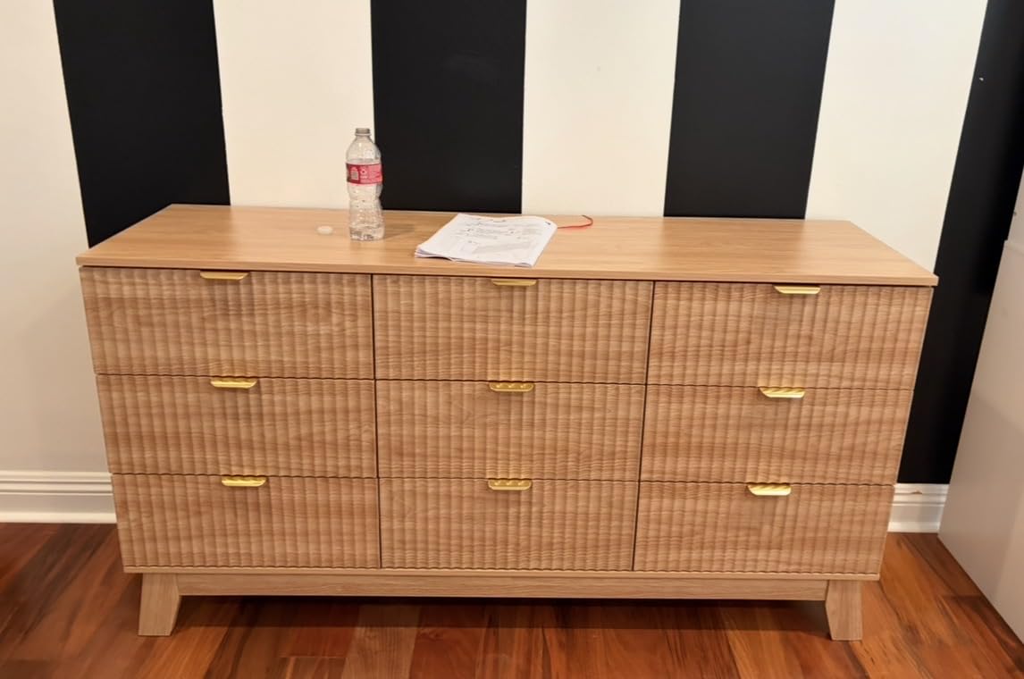 Xixini Fluted Dresser for Bedroom with 9 Drawers, 57