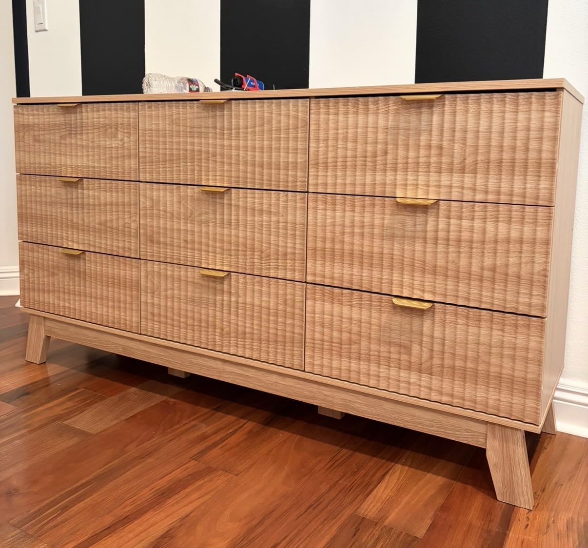 Xixini Fluted Dresser for Bedroom with 9 Drawers, 57
