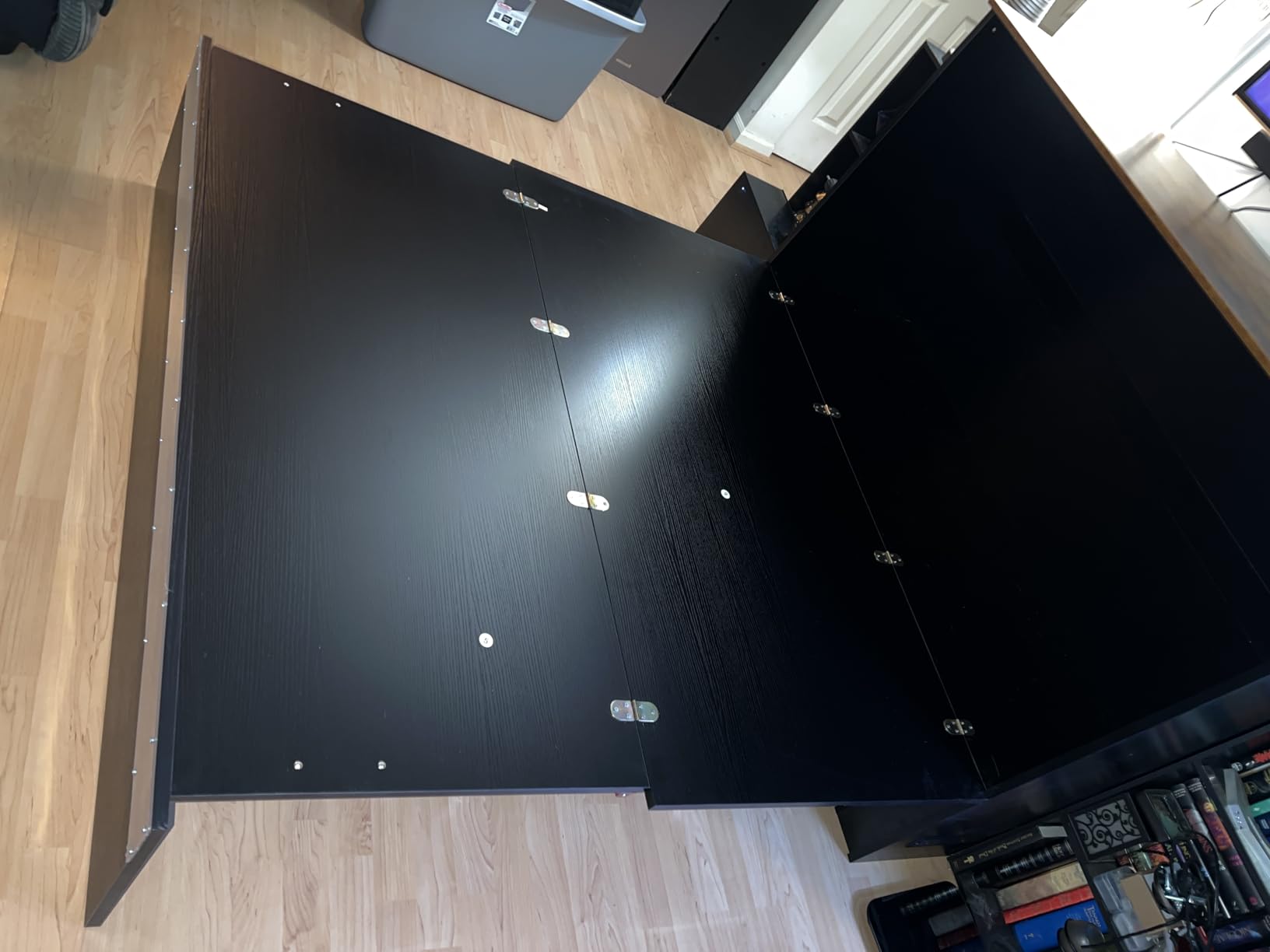 VINGLI Full Size Murphy Bed with Storage Drawer, Smart LED Lighting, Built-in 2 Charging Stations, Space-Saving Cabinet Bed for Kids, Adults & Guests, Classic Black customer photo 2