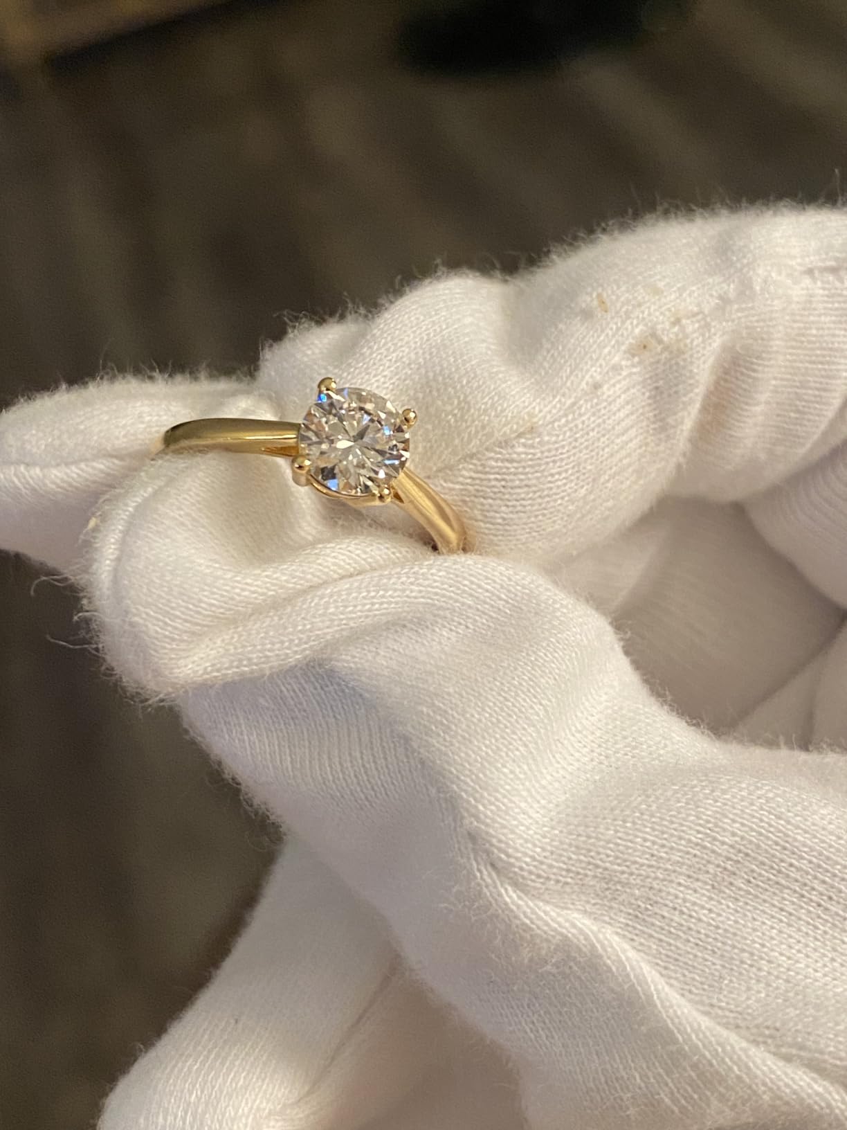 0.3-2 Carat Lab Grown Diamond Engagement Rings for Women, 14K Gold Plated Sterling Silver Rings, IGI Certificate Round Cut Diamond Solitaire Promise Ring customer photo 2