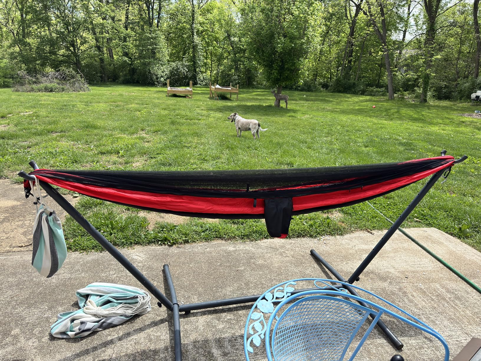 Camping Hammock with Mosquito Net, 500 lbs Portable Hammock with Tree Straps, 2-in-1 Double/Single Travel Hammock Tent for Outside/Indoor/Backpacking/Beach customer photo 1