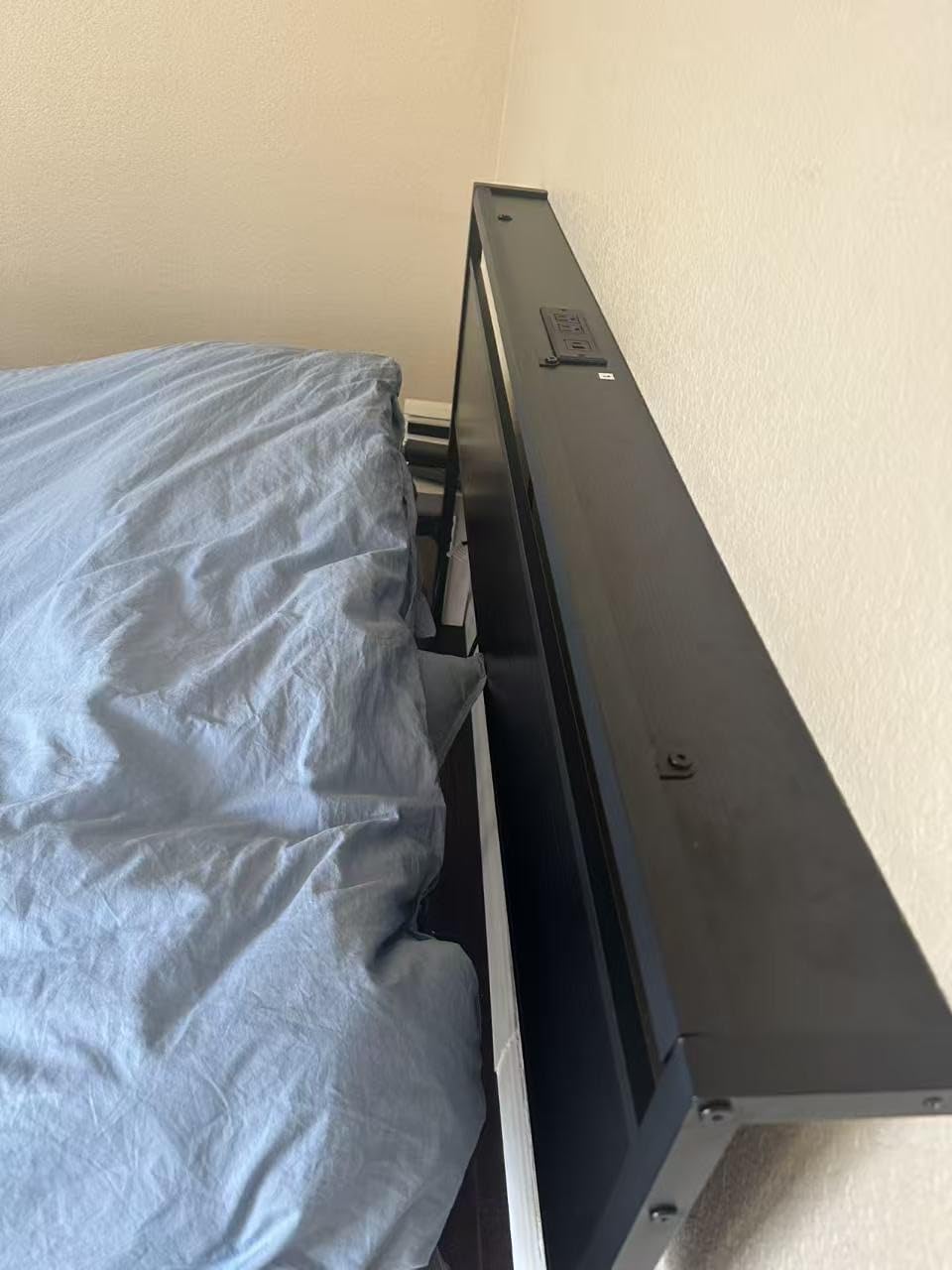 Fluest Queen Bed Frame with Headboard & Footboard, Bed Frame with Built-in Charging Station & LED Light, Storage Shelf, Noise-Free, No Box Spring Needed, Easy Assembly, Classic Black customer photo 1