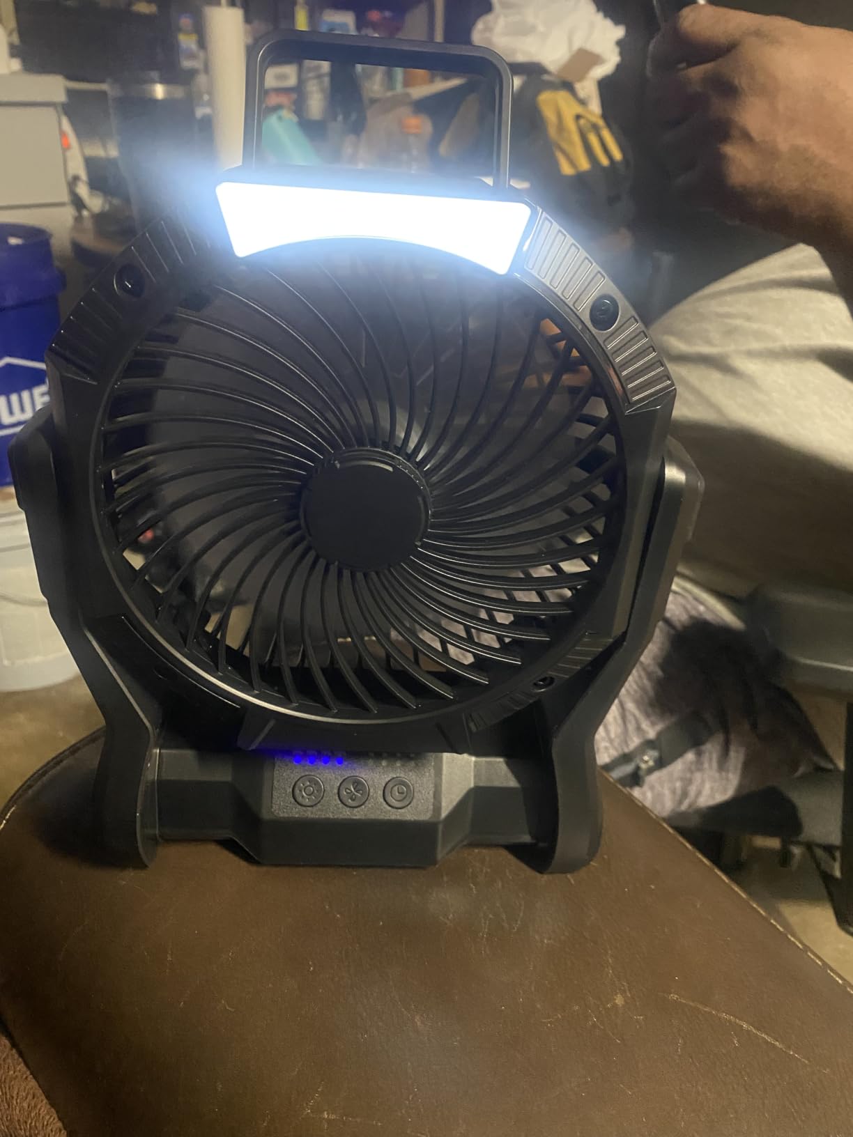 Portable Rechargeable Fan, 20000mAh Battery Powered Camping Fan with LED Light & Hook, 270 Adjustable, 4-Speed, 4H Timer Camping Essentials for Outdoor Tent Travel BBQ Car, Gifts for Men Dad customer photo 2