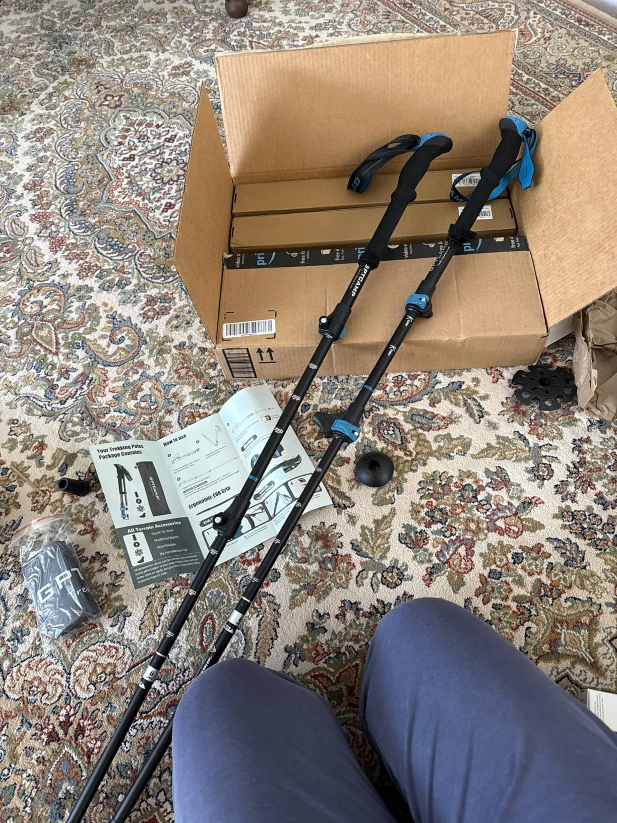 GPTCAMP Aluminum Collapsible Trekking Poles with EVA Grips | Adjustable Hiking Poles, Ultralight Travel,Quick Locks, All-Terrain, Walking Sticks for Men & Women,Single or Pair customer photo 1