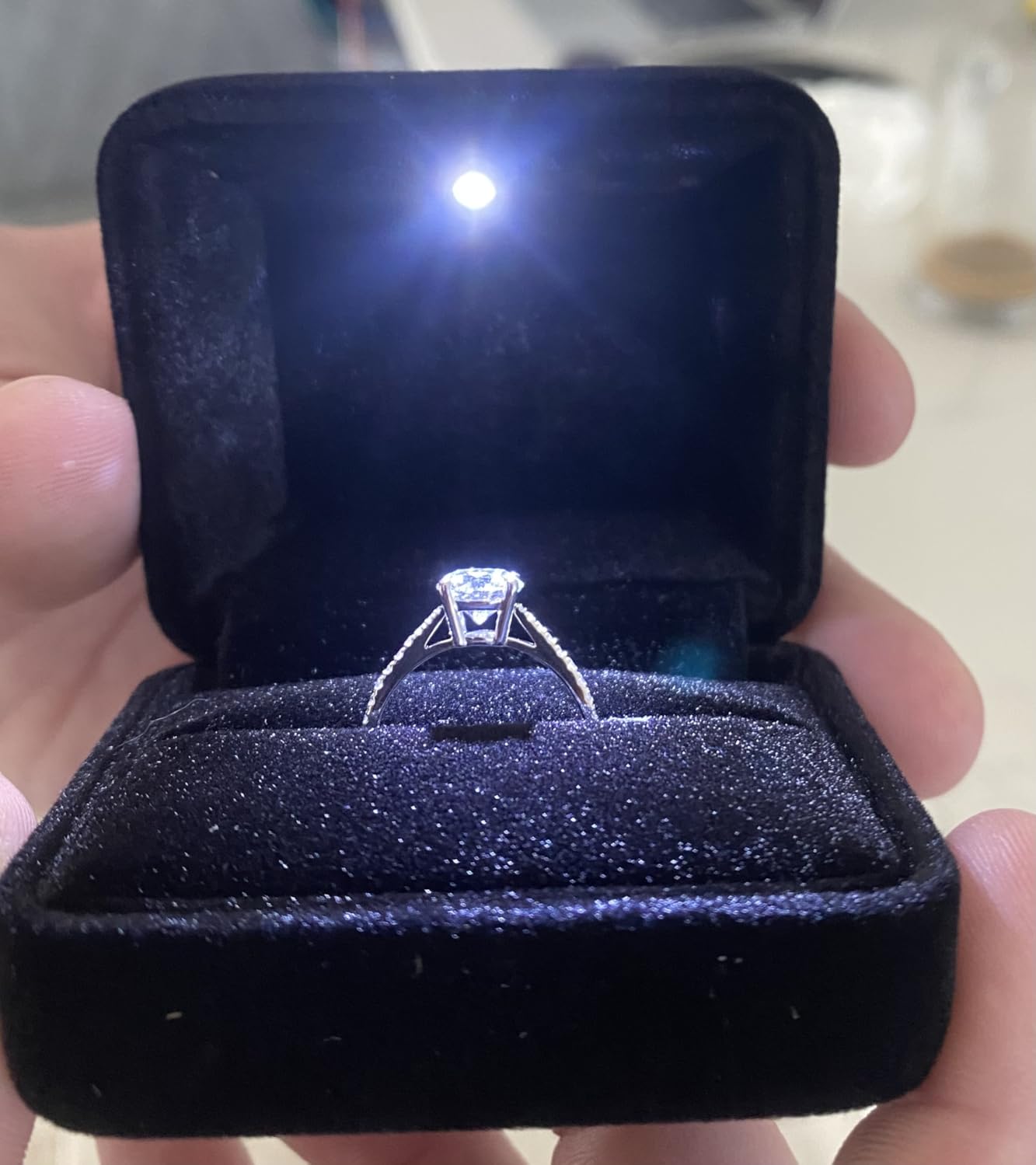 1-3 Carat Lab Grown Diamond Engagement Rings for Women, 14K White Gold Classic 4-Prong IGI Certificate Round Cut Halo Ring, D-E Color VS1-VS2 Clarity customer photo 1