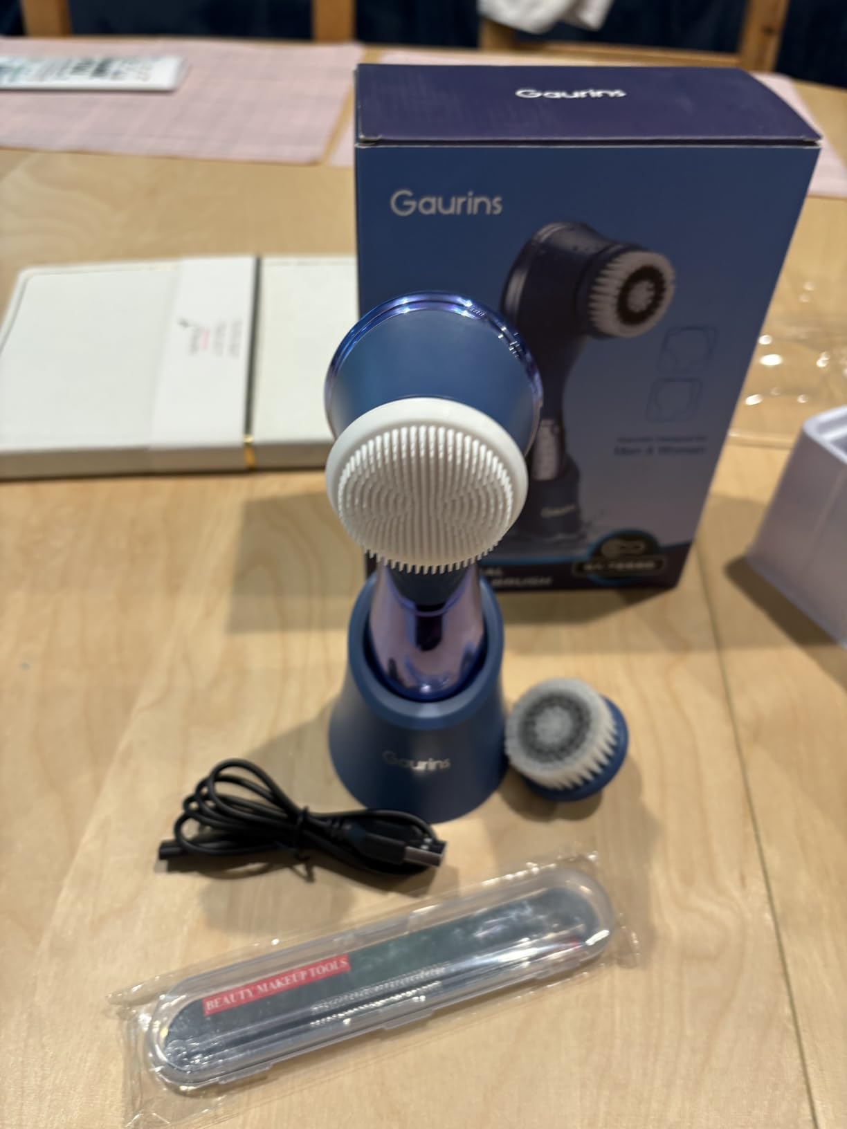 Facial Cleansing Brush, Rechargeable Electric Face Scrubber, 2-Speed Modes | IPX7 Waterproof Electric Spin Cleanser with 4 Brush Head, for Exfoliating, Deep Cleansing Removing Blackhead, Face Massaging customer photo 2