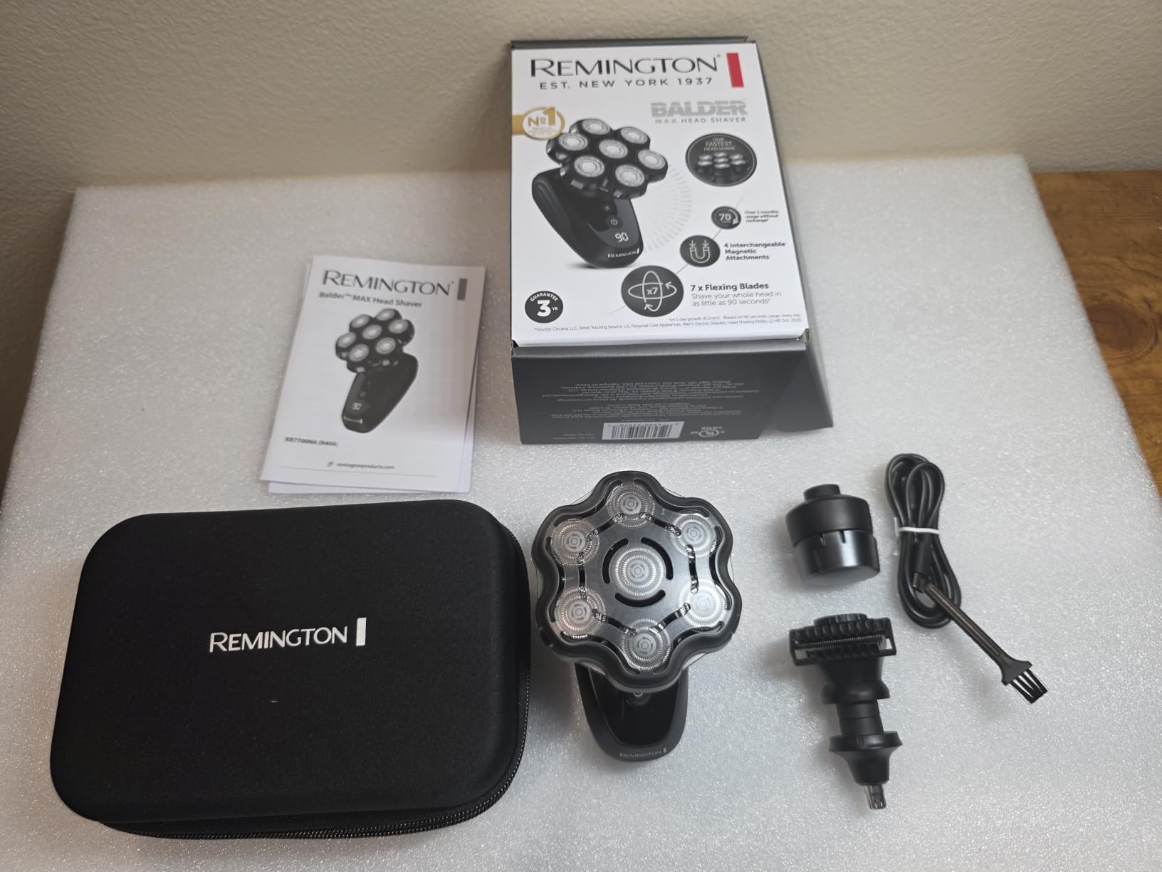 Remington Balder MAX Head Shaver for Bald Men, 7-Head Flexing Rotary Shaving System, Cordless Wet & Dry Head Razor, Waterproof, 70-Min Runtime, Rechargeable customer photo 1