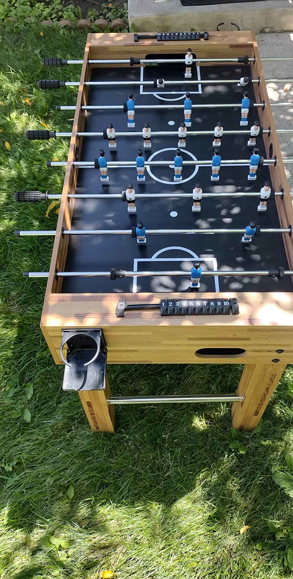 SereneLife 48in Foosball Table, Competition Size Soccer Game Table for Kids and Adults, Home Game Room Arcade Set, Leveling Legs, Engineered Wood, Chrome Steel Rods, 2 Balls, 2 Cup Holders customer photo 2