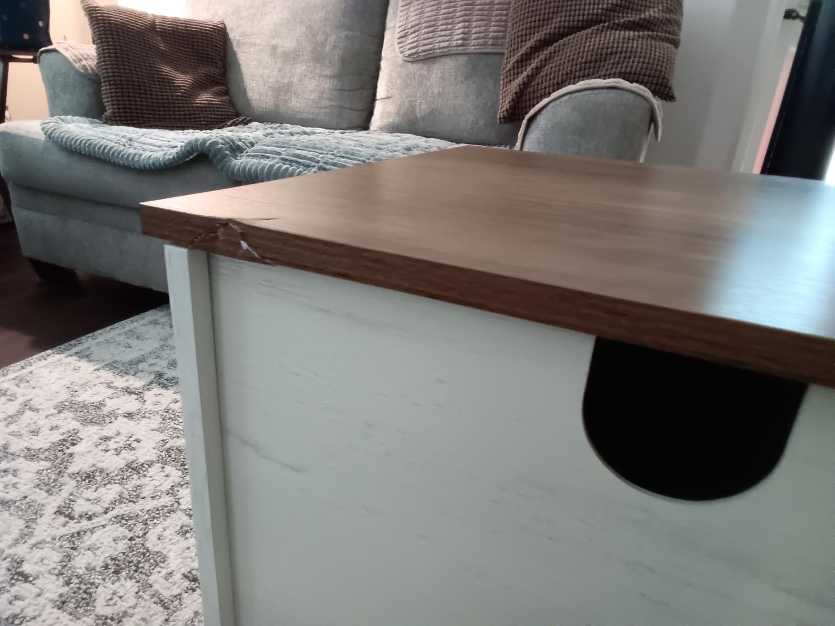 VASAGLE Farmhouse TV Stand for TVs up to 65 Inches, Entertainment Center with Storage Cabinets and Sliding Barn Doors, Media Console Table for Living Room, Honey Brown customer photo 1
