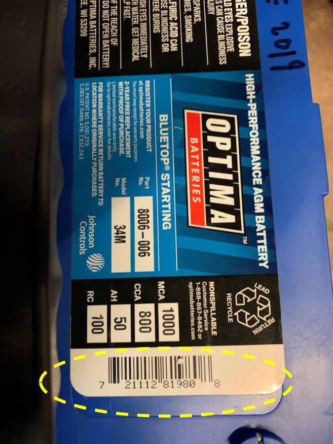OPTIMA Batteries High Performance 34M BLUETOP Sealed AGM Starting Battery | Boat and RV Starting Battery, 800 CCA, Dual Terminal, Maintenance Free, Versatile Mounting customer photo 1