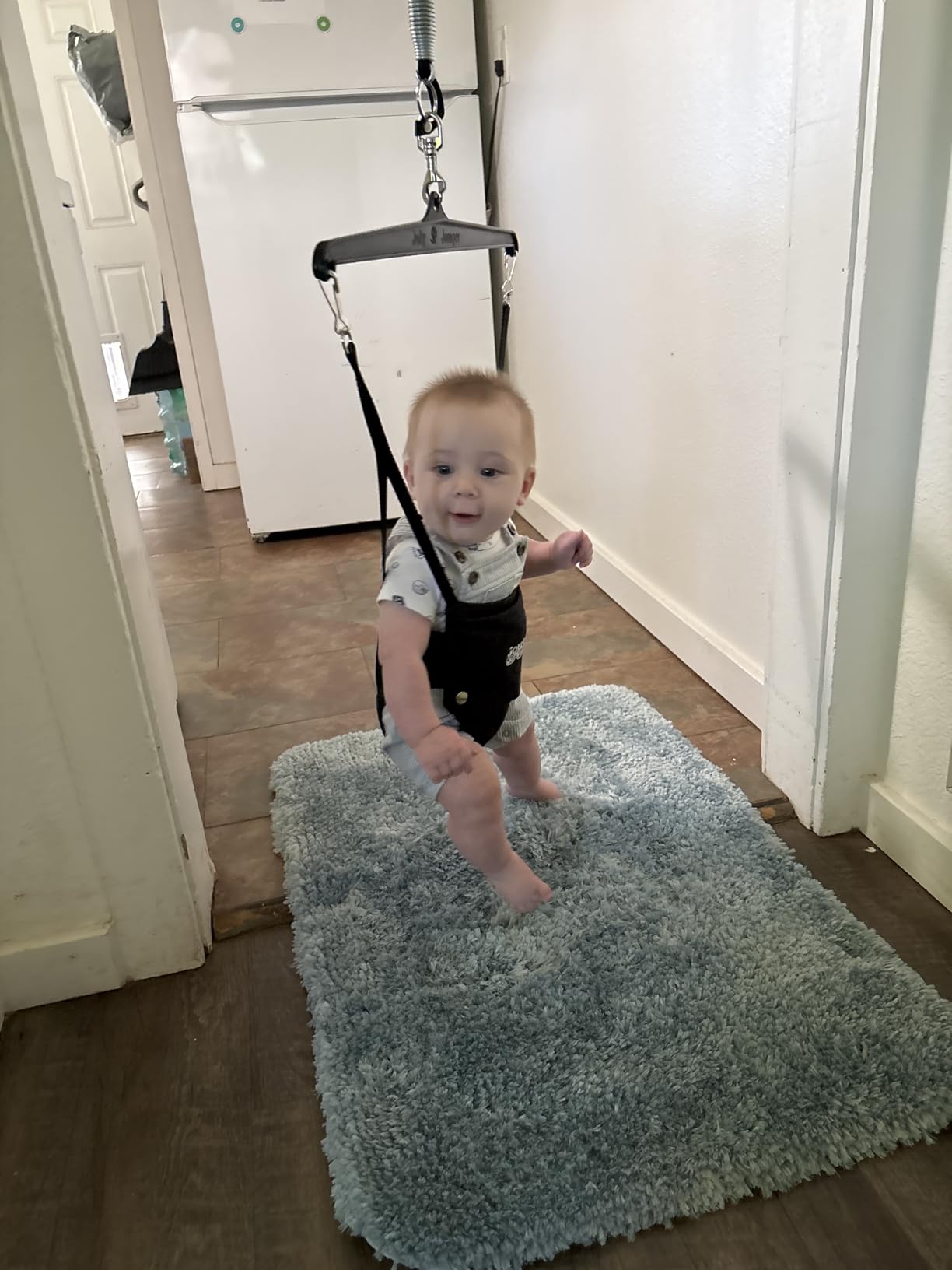 Jolly Jumper Iconic Doorway Baby Jumper - Black | Original Doorway Baby Jumper, Indoor Exercise Saddle Seat, Adjustable Height, for Infants up to 28lbs, No Stand Required customer photo 2