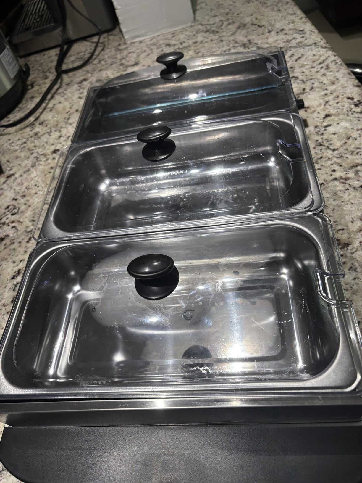 Elite Gourmet EWM-6171 Triple Buffet Server, 7.5 Qt, Stainless Steel | Adjustable Temperature Control, Clear Slotted Lids - Great for Parties, Entertaining, Holidays & Catering - 3 x 2.5 Qt Trays customer photo 1
