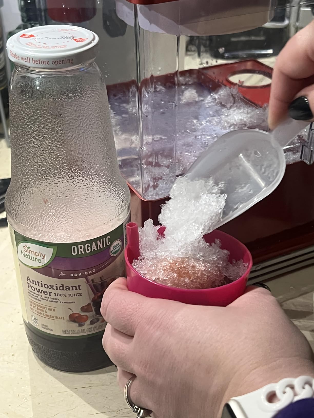 Nostalgia Snow Cone Shaved Ice Machine - Retro Table-Top Slushie Machine Makes 20 Icy Treats - Includes 2 Reusable Plastic Cups & Ice Scoop - Retro Red customer photo 1