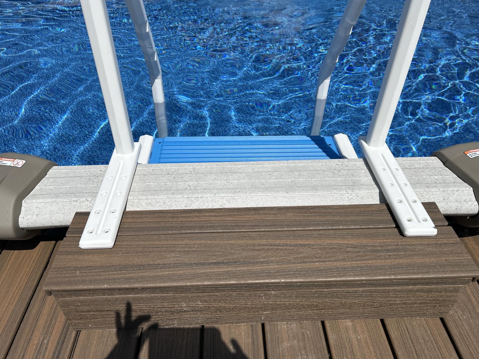 Confer Plastics Step-1X: Sturdy Above Ground Entry System with Dual Handrails and Slip-Resistant Steps, Easy Installation, Supports up to 400 lbs - Proudly Made in USA. Warm Grey with Grey Treads customer photo 1