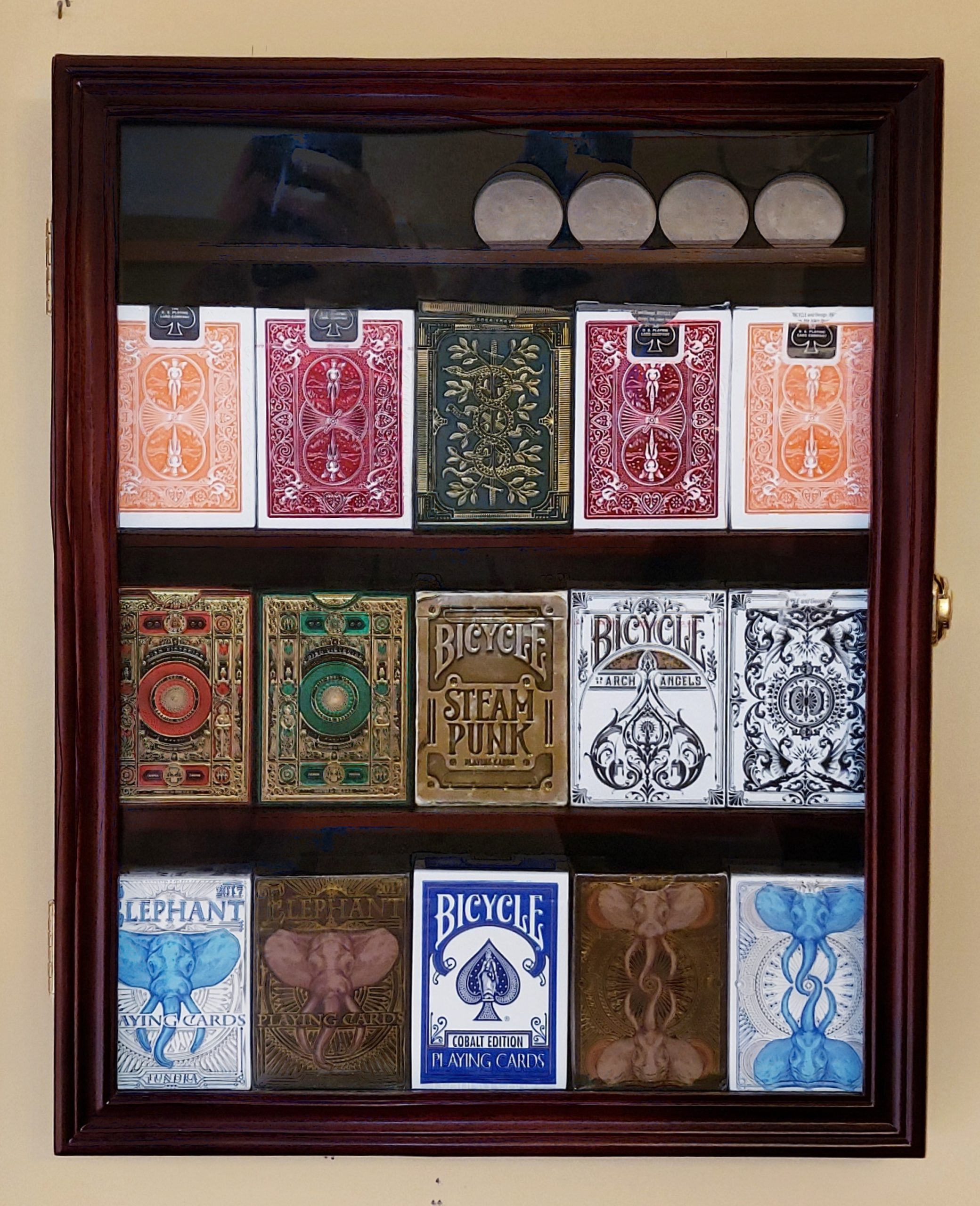Military Challenge Coin Display Case Wall Mount Cabinet Poker Chips Holder Display Case Stand Rack Mahogany Finish Frame Pro 98% UV Protection customer photo 2