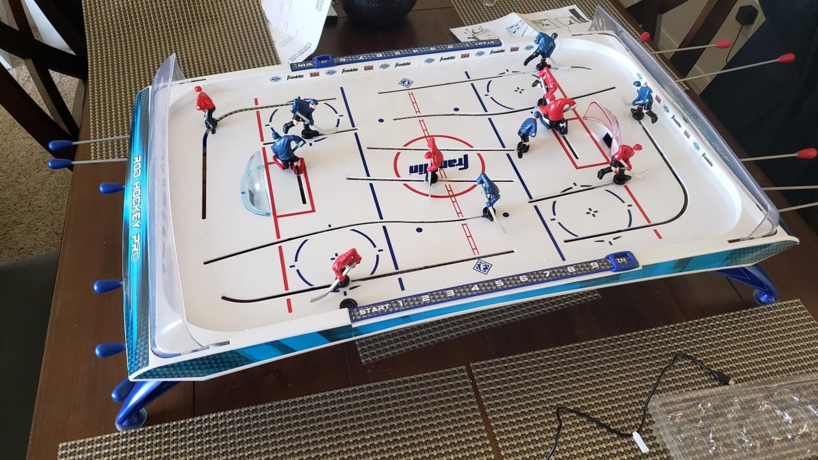 Franklin Sports Tabletop Rod Hockey Game - Gameroom Ice Hockey Table Game for Kids + Adults - Arcade Style Board + Mini Pucks Included customer photo 1