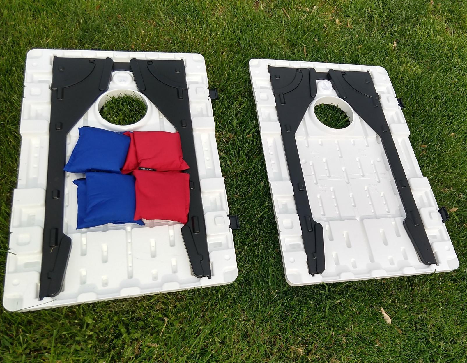 All Weather Corntoss Bean Bag Cornhole Yard Game Set for Indoor and Outdoor Use with 2 Target Boards and 8 Bean Bags customer photo 1