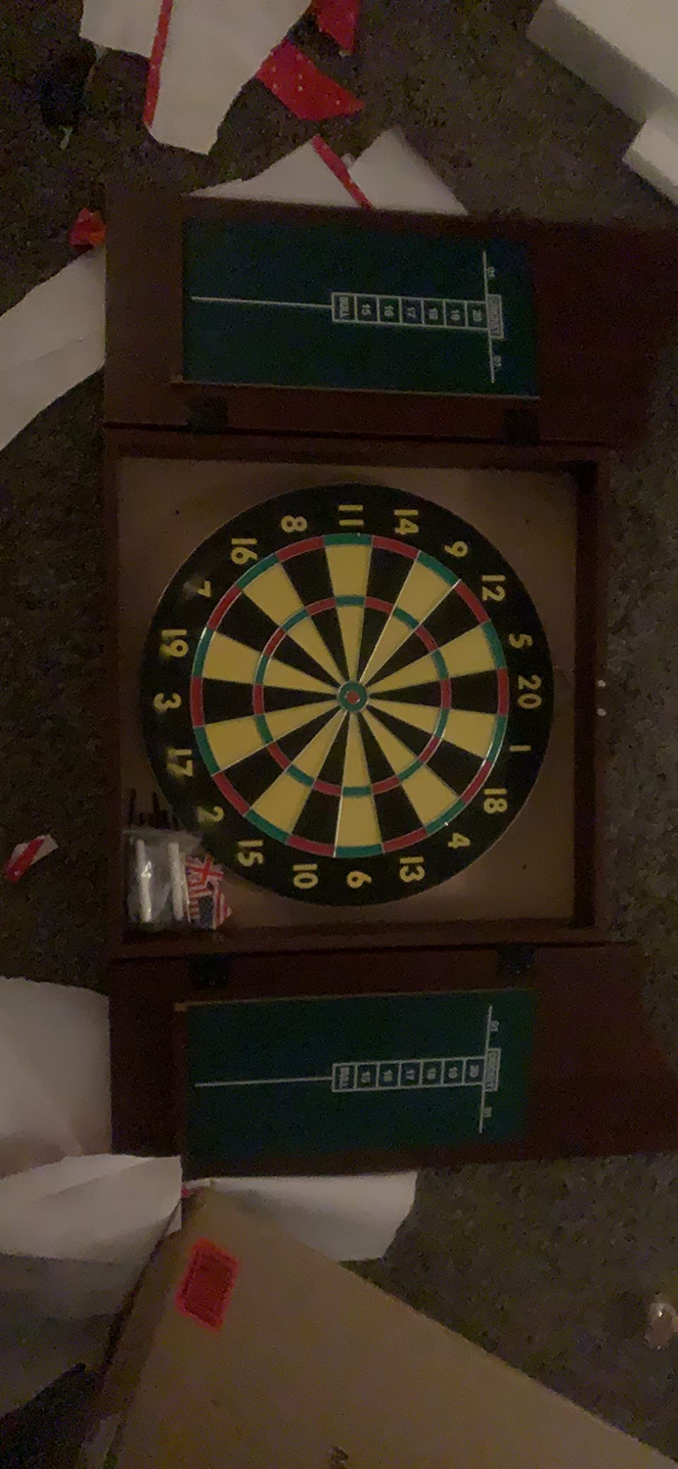 Dart Board Cabinet Set with 18-inch Dartboard, 6 Steel-Tip Darts, and Chalkboard Scoring for Game Rooms, Man Caves, and Home Bars by Trademark Poker customer photo 2