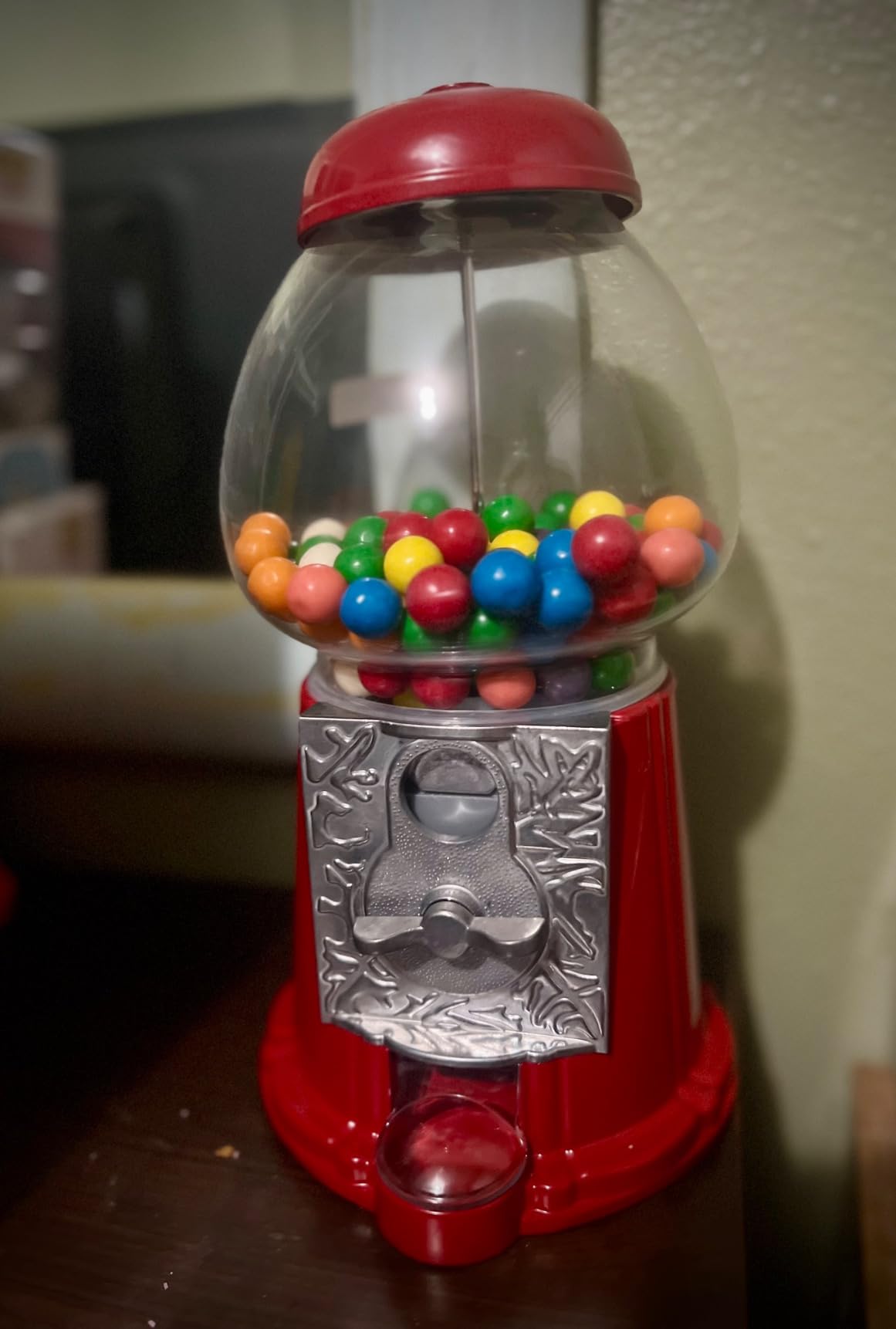 Vintage Gumball Machine - 11-Inch Retro-Style, Coin-Operated Cast Metal Vending Machine with Glass Globe and Free Spin by Great Northern Popcorn (Red) customer photo 2