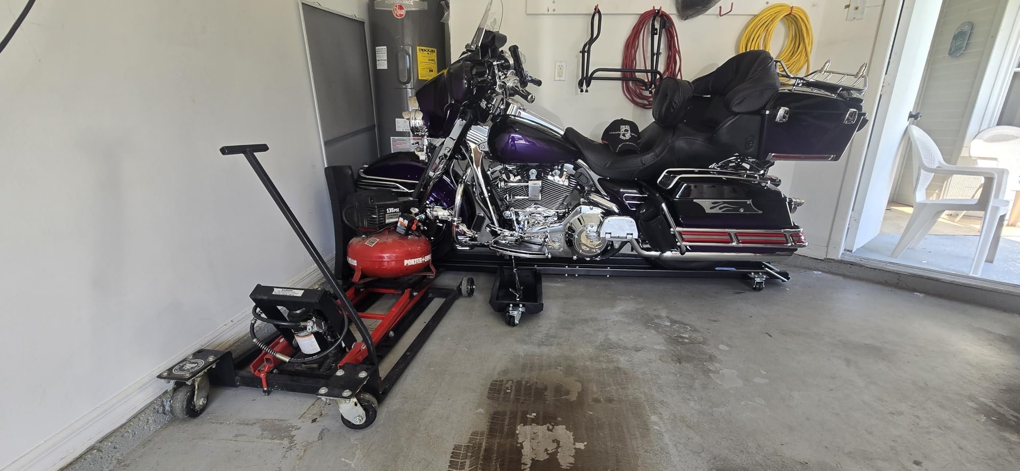 Black Widow Motorcycle Dolly Extra-Long for Cruisers Choppers 1,250 lb Cap | Adjustable kickstand, caster wheels, for garage customer photo 1