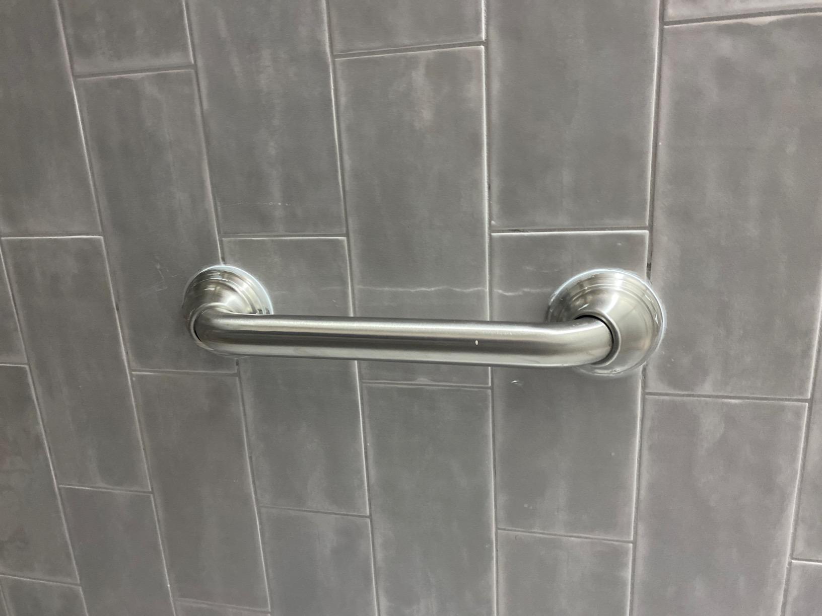 Moen Brushed Nickel Bathroom Safety 12-Inch Designer Bathroom Grab Bar with Curled Grip, Shower Handles for Elderly, R8712D3GBN customer photo 1