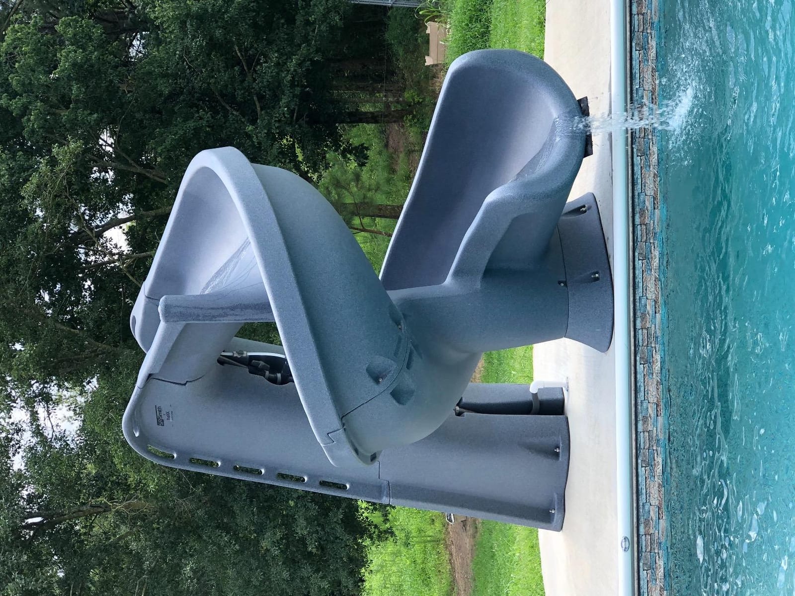 S.R.Smith Helix2 Pool Slide, Sandstone - Premium Water Slide | Spiral-Curve Water Slide for Inground Pools, Deck-Mounted with an Enclosed Ladder for Safety customer photo 1