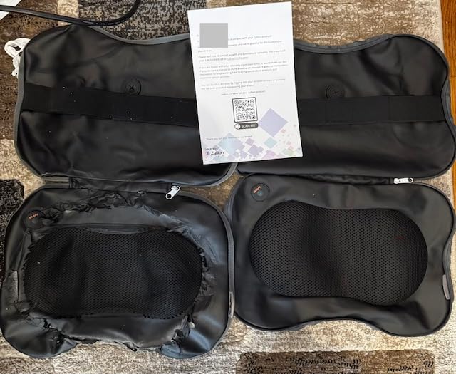 Zyllion Shiatsu Back and Neck Massager with Heat - 3D Electric Kneading Deep Tissue Massage Pillow for Muscle Pain Relief, Black, ZMA-13 customer photo 1