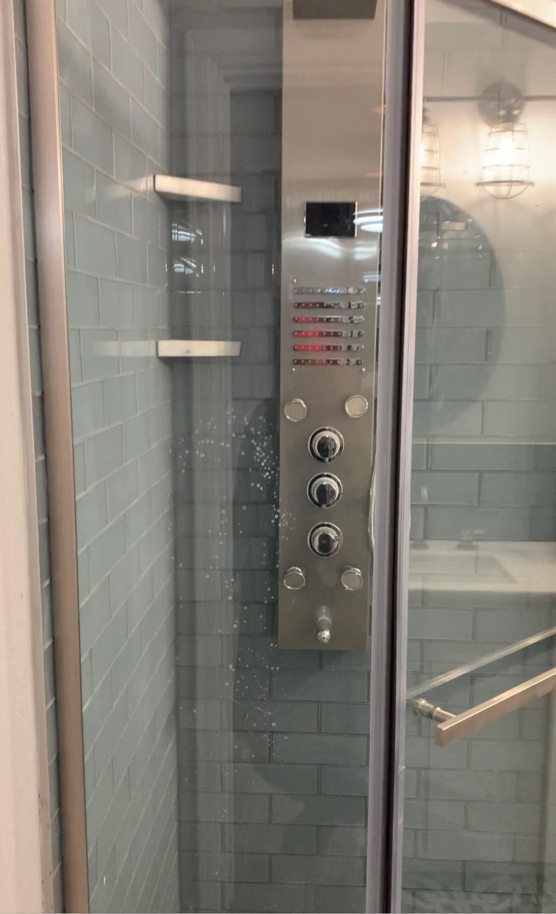 DreamLine Prism 34 1/8 in. x 72 in. Frameless Neo-Angle Pivot Shower Enclosure in Brushed Nickel, SHEN-2134340-04 customer photo 2