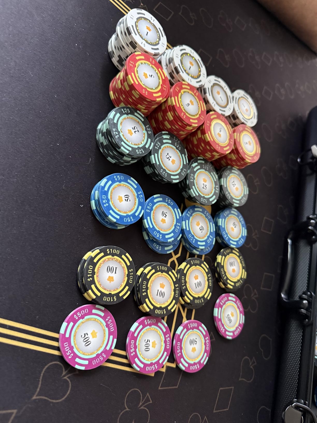 Versa Games Poker Chips - Clay Poker Chips Set - 13.5g 500 Piece Crown Casino Poker Set with Numbers Denomination - Upgraded Poker Set Case customer photo 1