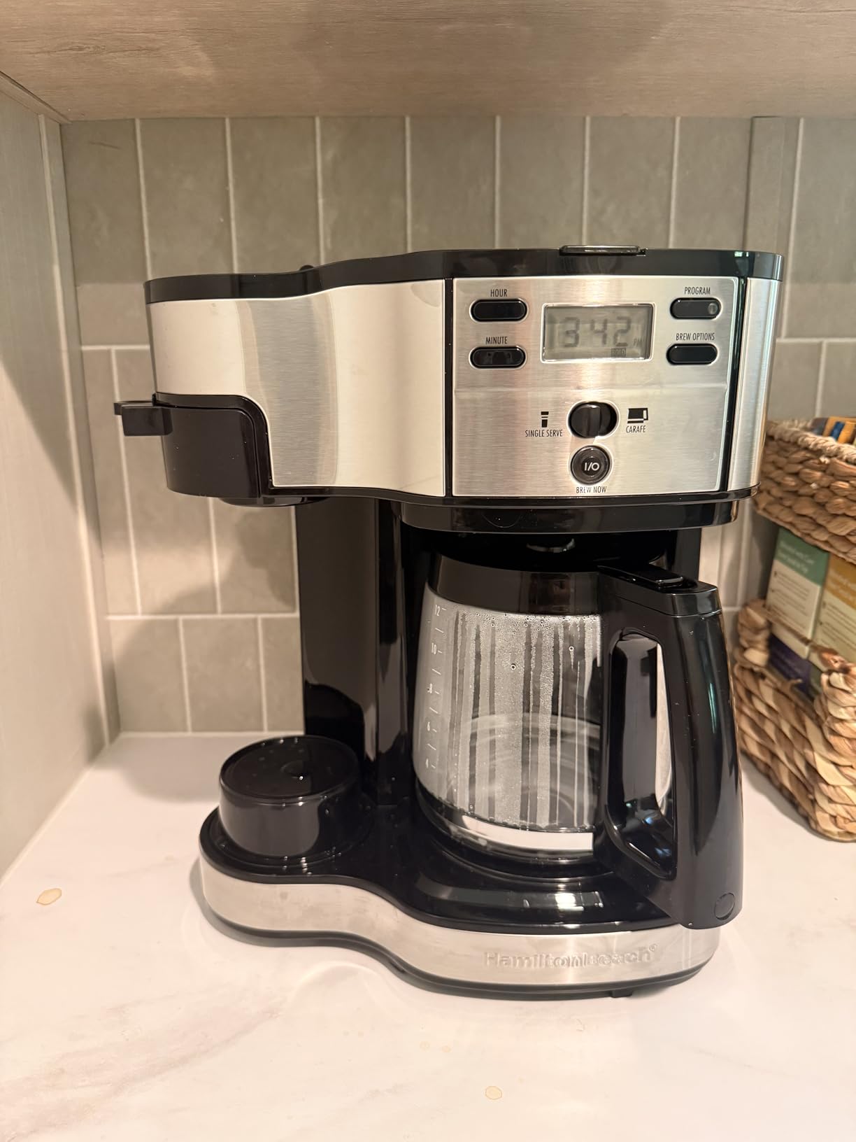 Hamilton Beach 2-Way Brewer Coffee Maker, Single-Serve and 12-Cup Pot, Black/Stainless Steel (49980A) customer photo 2