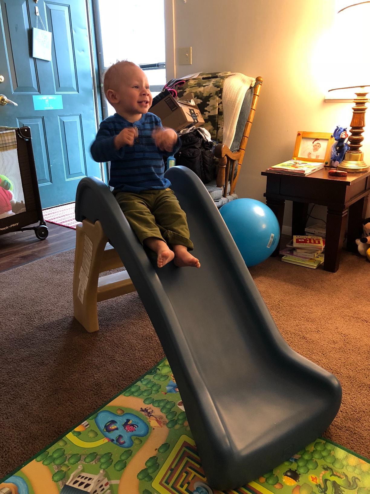 Step2 Play & Fold Junior Slide, Kids Indoor/Outdoor Play Slide, Backyard Playground Set, Easy Grip, Wide Ladder, Outside Jungle Gym, For Toddlers 1.5-4 Years Old customer photo 1
