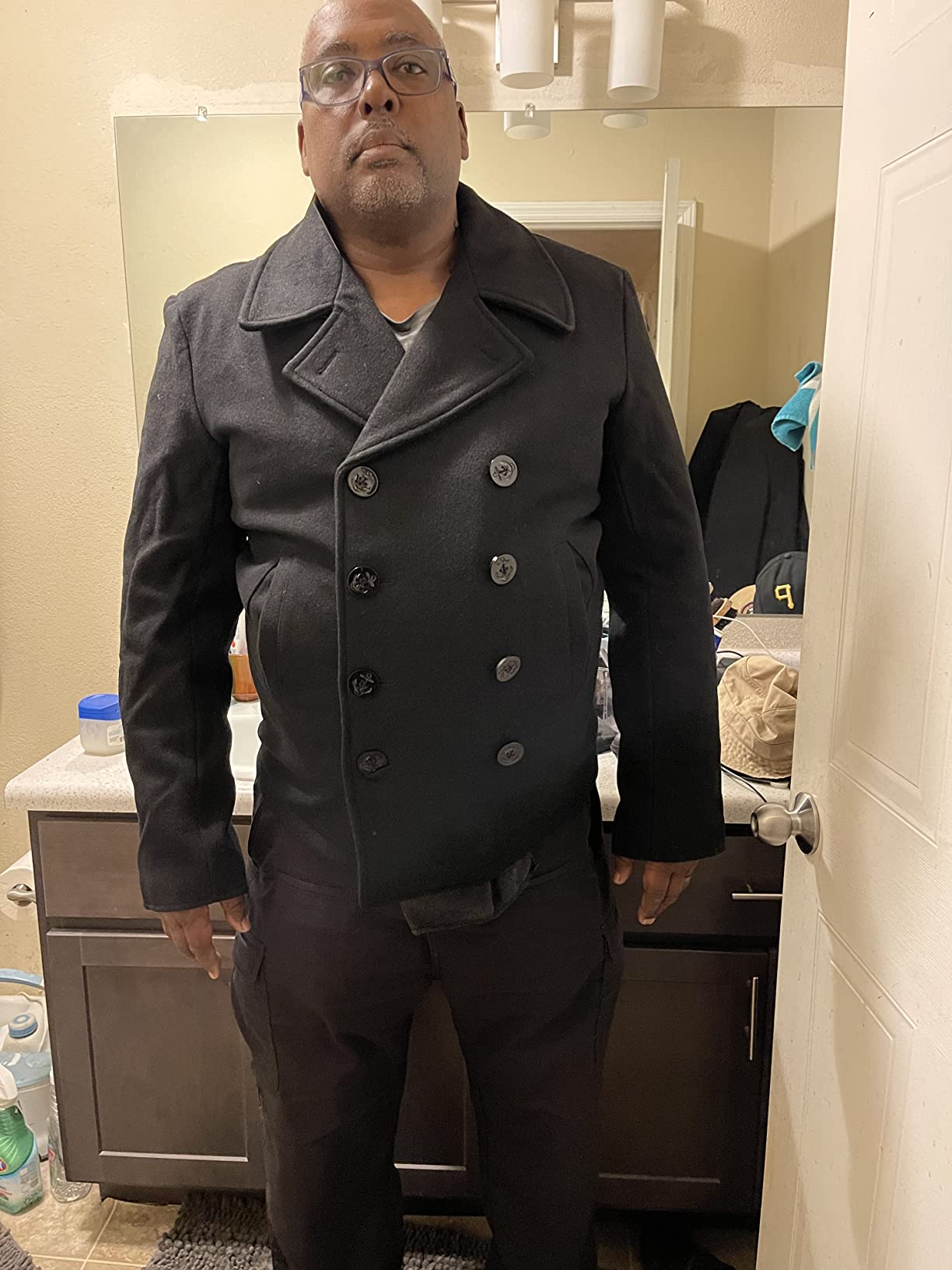 Seibertron Men's Woolen Coat US Navy Type 80% Wool USN Pea Coat customer photo 2