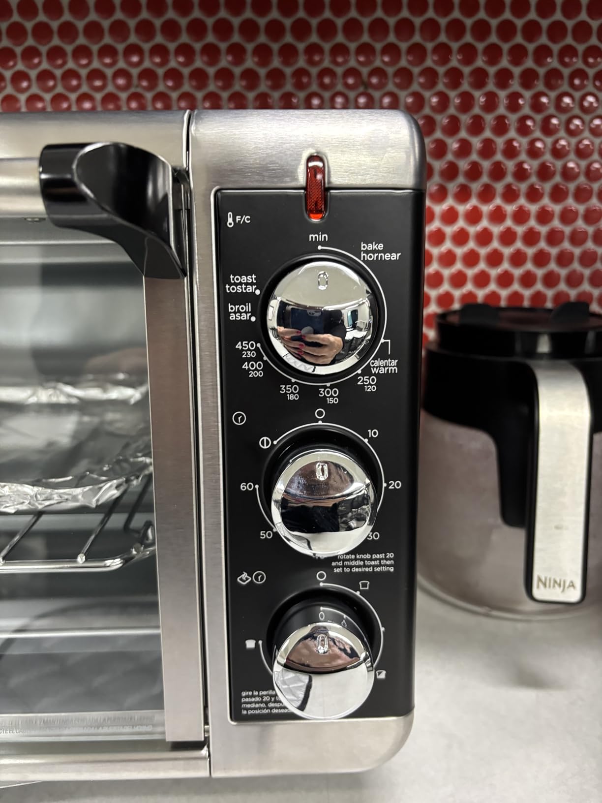 BLACK+DECKER TO3250XSBD 8-Slice Extra Wide Convection Countertop Toaster Oven, Includes Bake Pan, Broil Rack & Toasting Rack, Stainless Steel/Black | Extra-wide convection toaster oven fits 12-inch pizza with 60-minute timer and 3 rack positions. customer photo 2