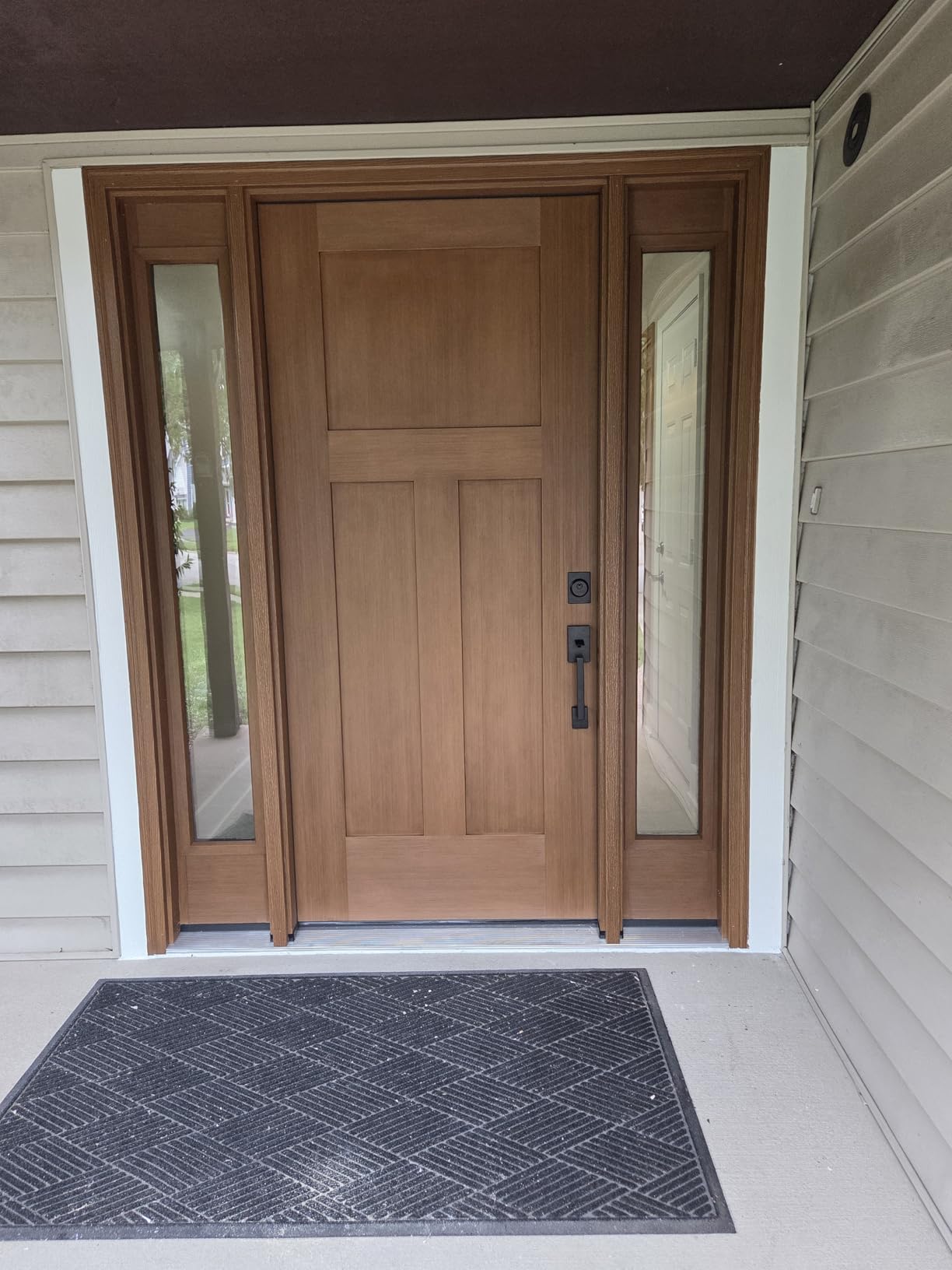 SCHLAGE Century Front Door Entry Handleset, Latitude Lever, Matte Black | Exterior Front Door Handleset with Deadbolt & Reversible Interior Lever customer photo 1