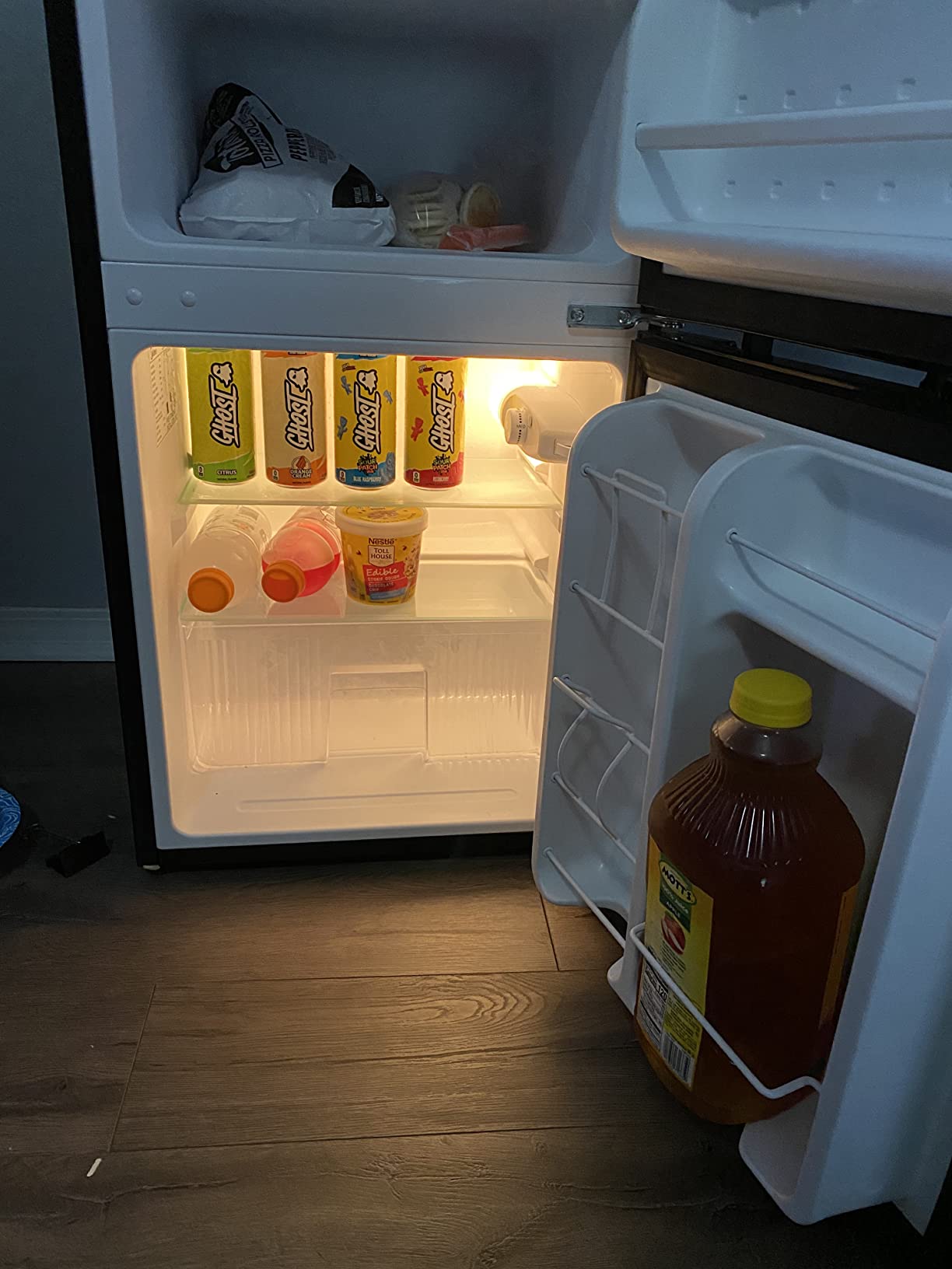 Midea 3.1 Cu.ft Mini Fridge with Freezer, Energy Star Certified, for Dorm | Adjustable Remove Glass Shelves, Reversible Door, Stainless Steel customer photo 1