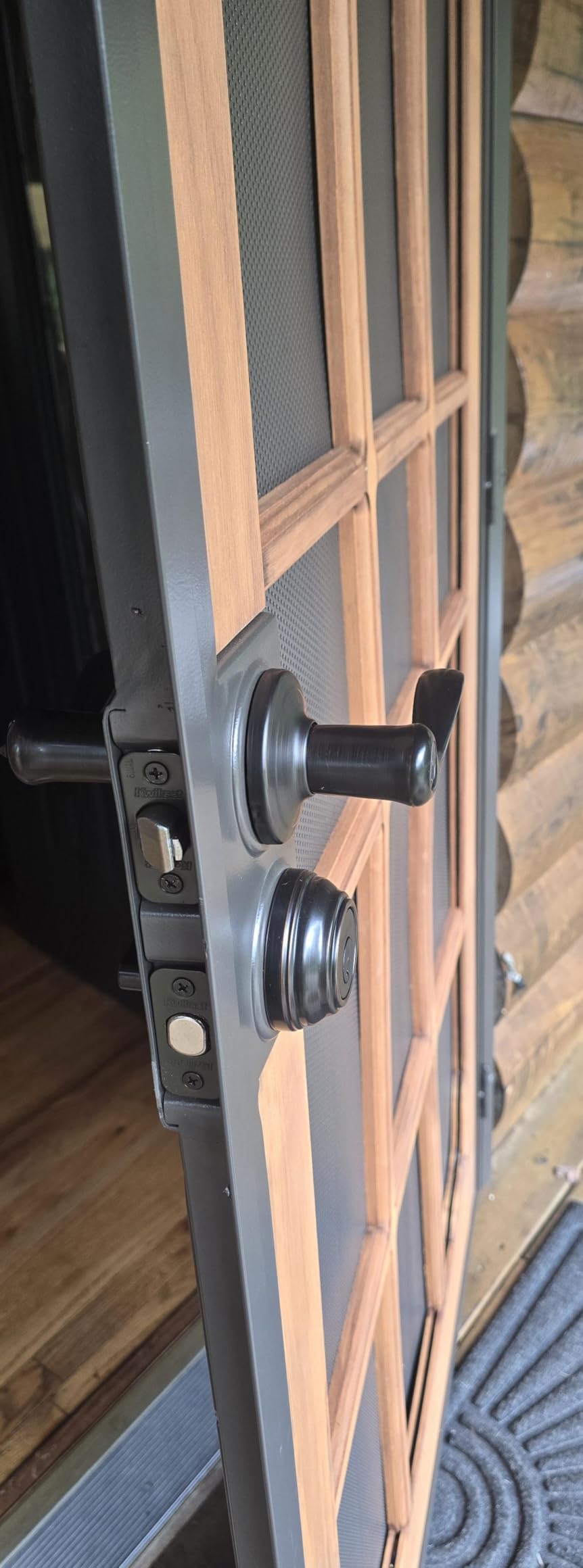 Prime-Line 3809BZ3068-I-WF Woodguard Steel Security Door, Bronze | Traditional Screen Door Style, Steel and Wood Construction, Non-Handed, Single Pack customer photo 1