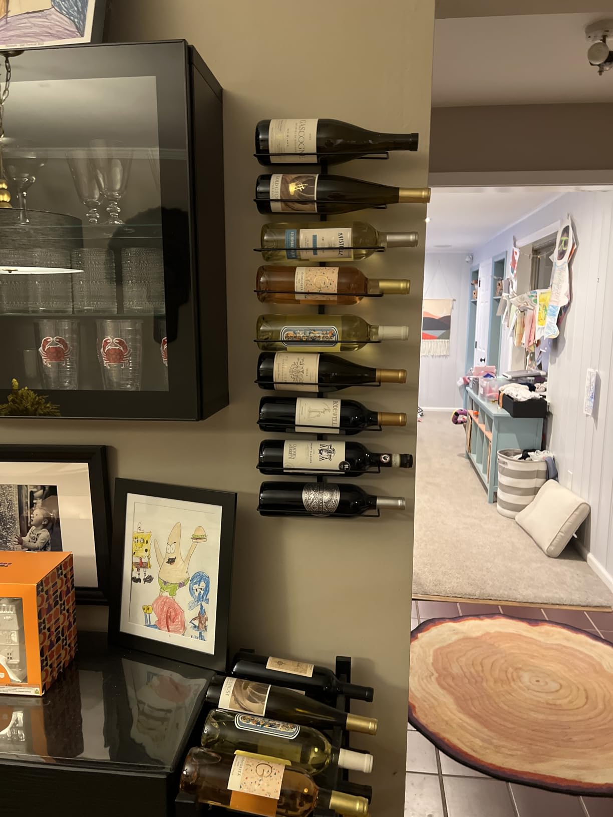 Sorbus Wall Mounted Wine Rack, Metal Bottle Rack (9 Bottle, 1 Pack) | Compact holder keeps bottles arranged for kitchens, dining rooms and home bars, with open access for display and selection. customer photo 2