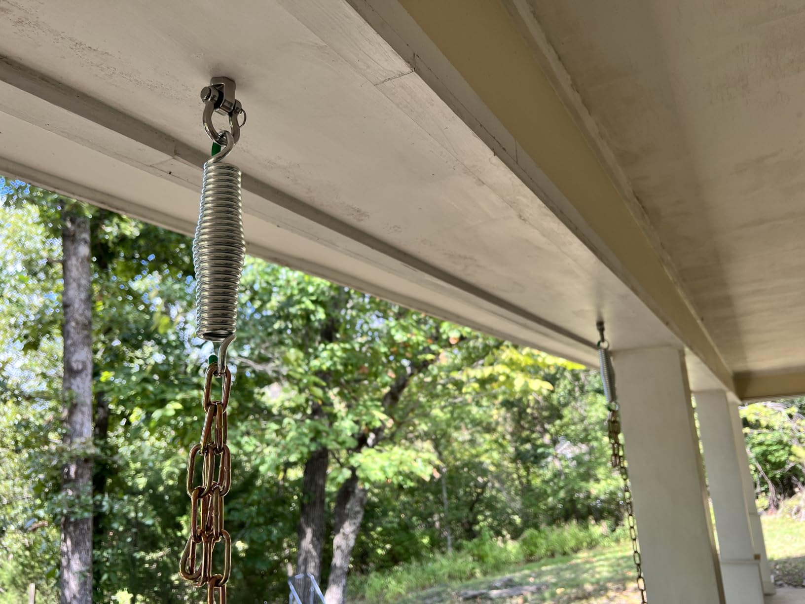 Amish Casual Heavy Duty 700 Lb Capacity Porch Swing (5 Foot, Cedar Stain) - Wooden Outdoor Roll Back Swing with Hanging Chains - Amish Made in the USA customer photo 1