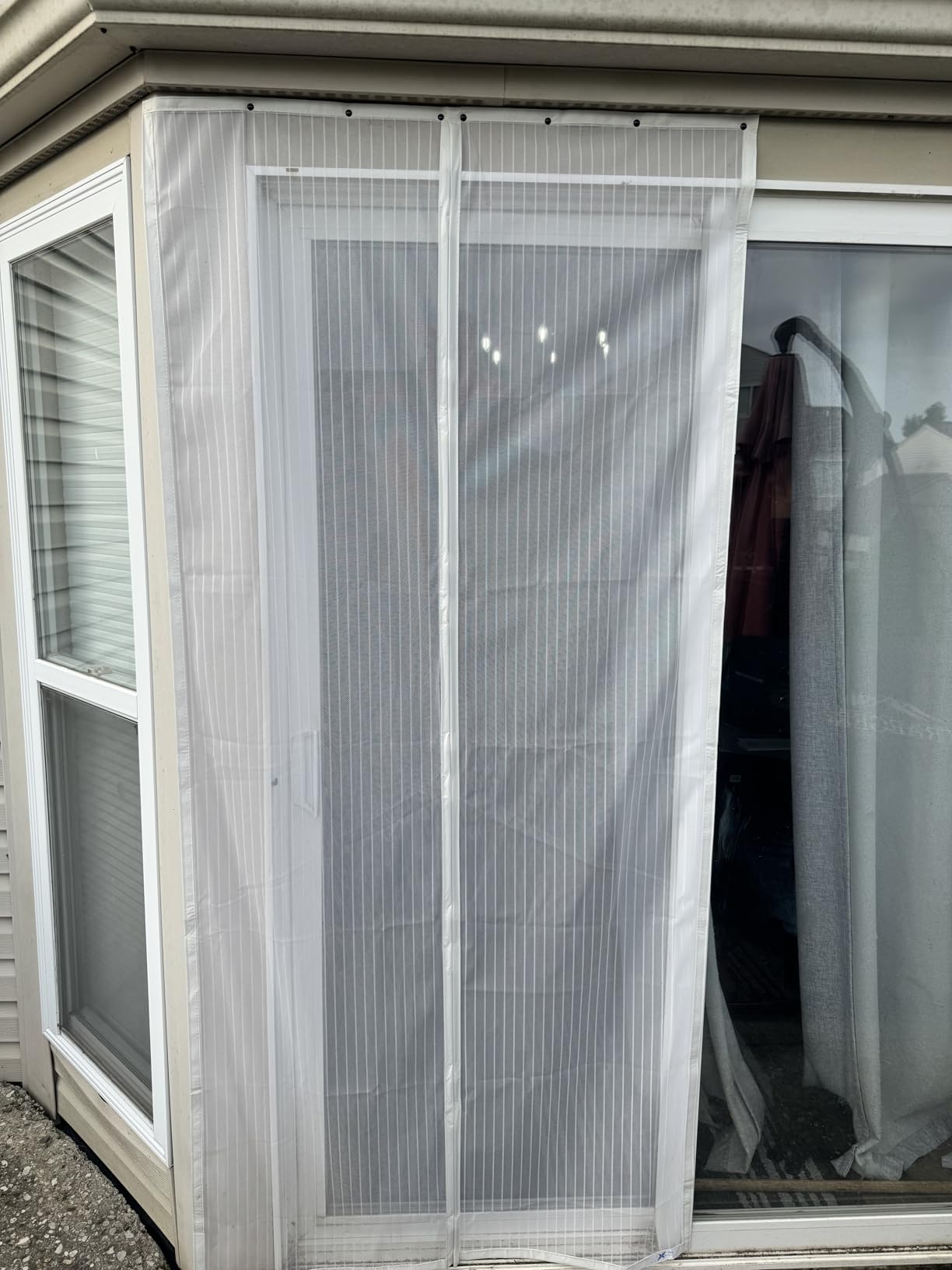 Flux Phenom Magnetic Screen Door - Bugs Out, Breeze in - 9min Install Auto-Sealing Heavy Duty Double Stitched Mesh, 52 Magnets, Hands Free Sliding & Patio Doors Net, Pet & Kid Friendly, 38 x 82 Inch customer photo 1