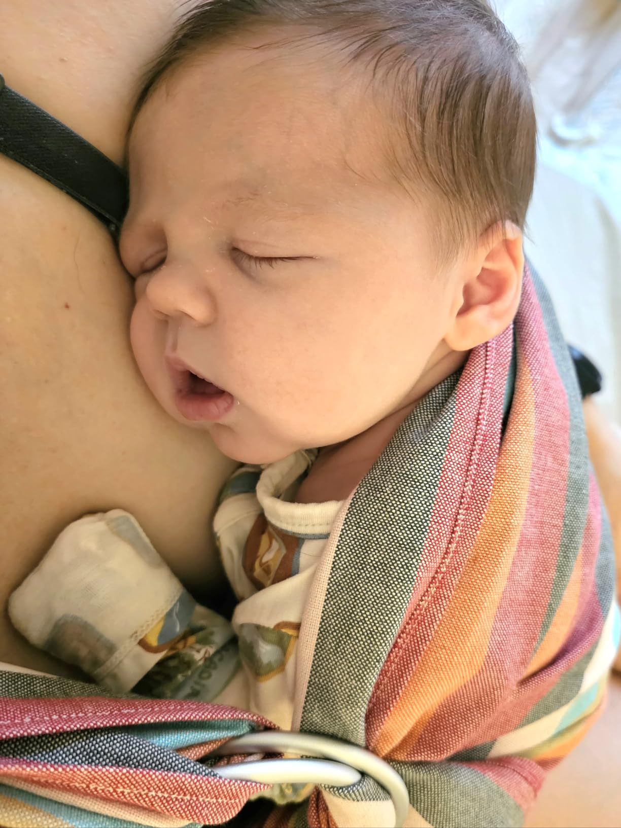 Ring Sling Carrier for Baby, 8-35 lbs - Summer Rainbow | Carrier for Newborns Infants Toddlers, Adjustable Soft Cotton Nursing Support, For Baby Carrying, Ring Sling Baby Carrier customer photo 1