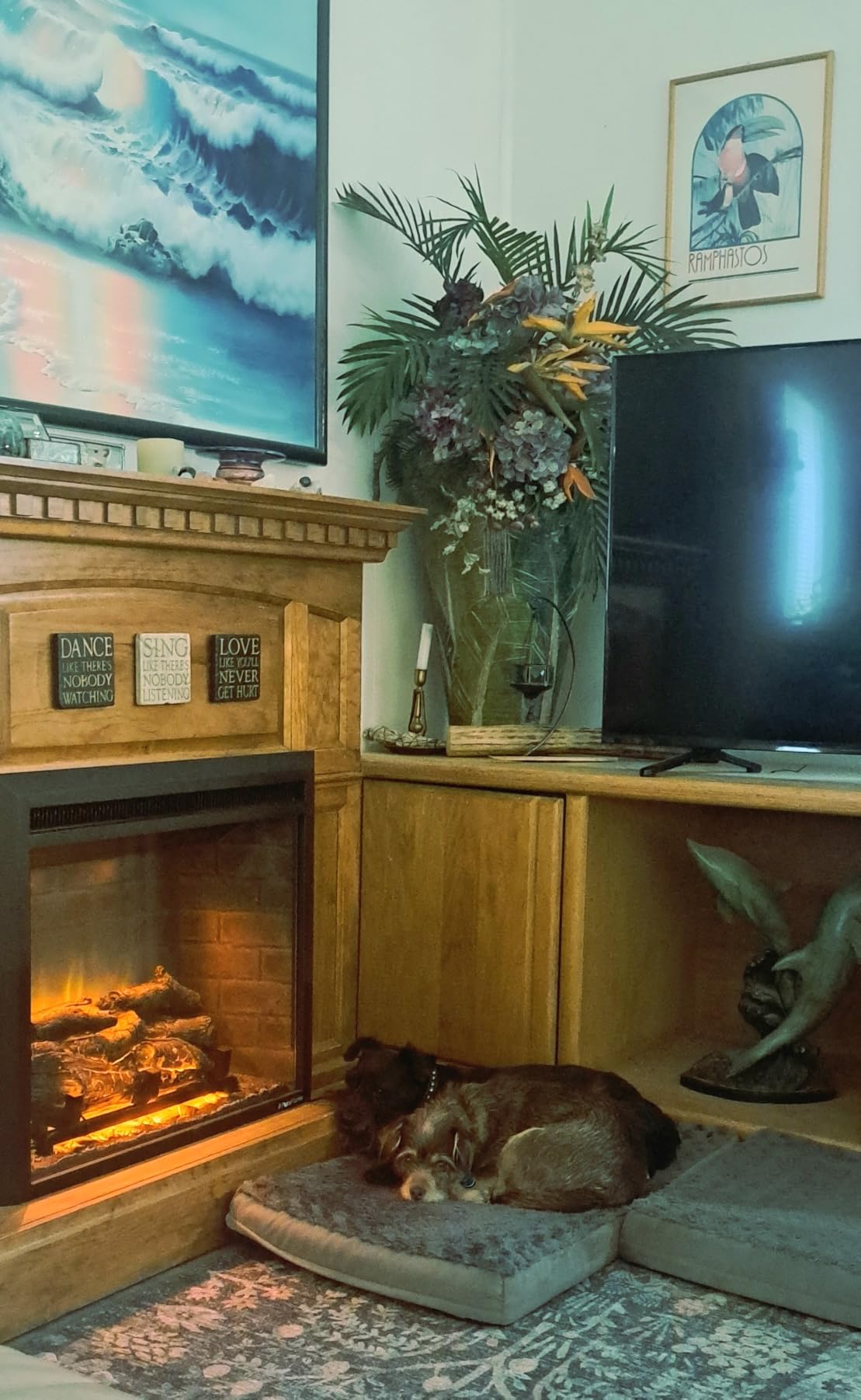 PuraFlame Western Electric Fireplace Insert with Fire Crackling Sound, Remote Control, 750/1500W, Black, 33 1/16 Inches Wide customer photo 1