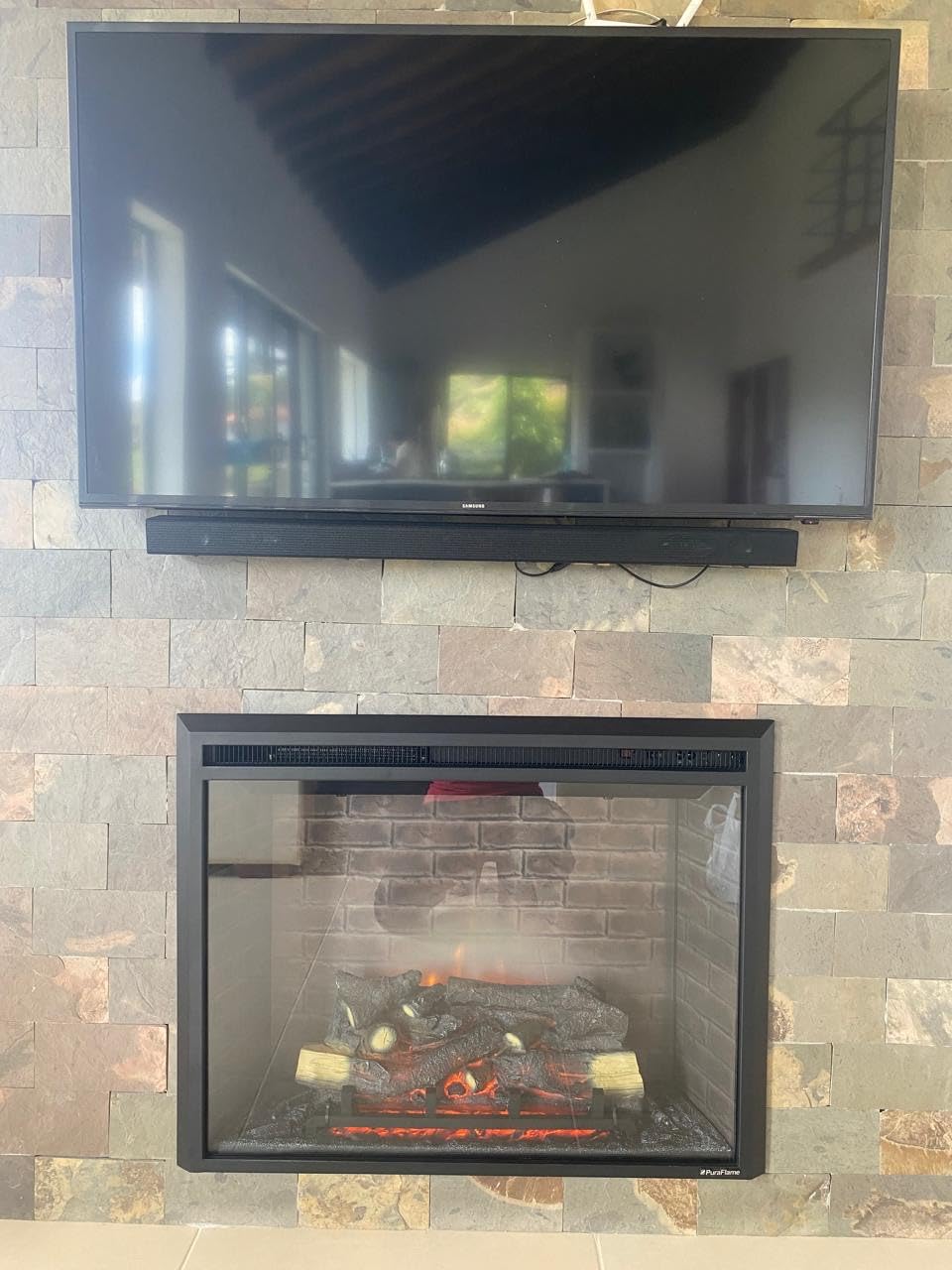 PuraFlame Western Electric Fireplace Insert with Fire Crackling Sound, Remote Control, 750/1500W, Black, 33 1/16 Inches Wide customer photo 2