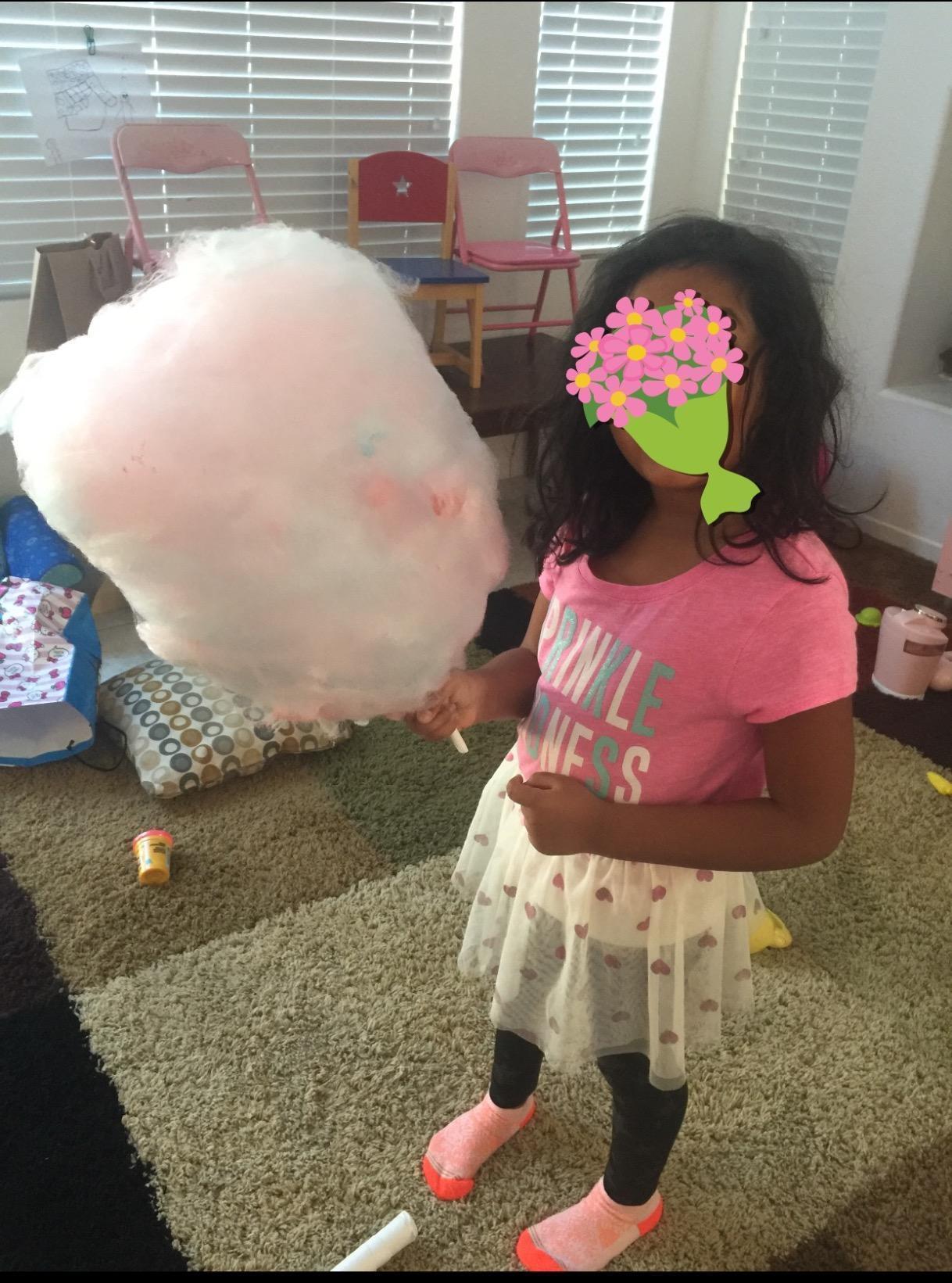 The Candery Cotton Candy Machine - Bright, Colorful Style - Makes Hard and Sugar Free Candy, Sugar Floss, Homemade Sweets for Birthday Parties - Includes 10 Cones & Scooper customer photo 2