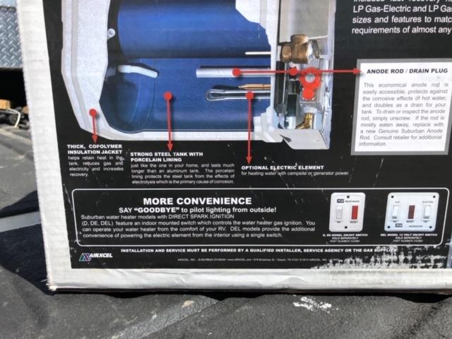 Suburban SW6DE 6-Gallon RV Water Heater, DSI & Electric (5239A) | Porcelain-lined steel tank, replaceable anode rod doubles as drain, 12,000 BTU, Incoloy element customer photo 2
