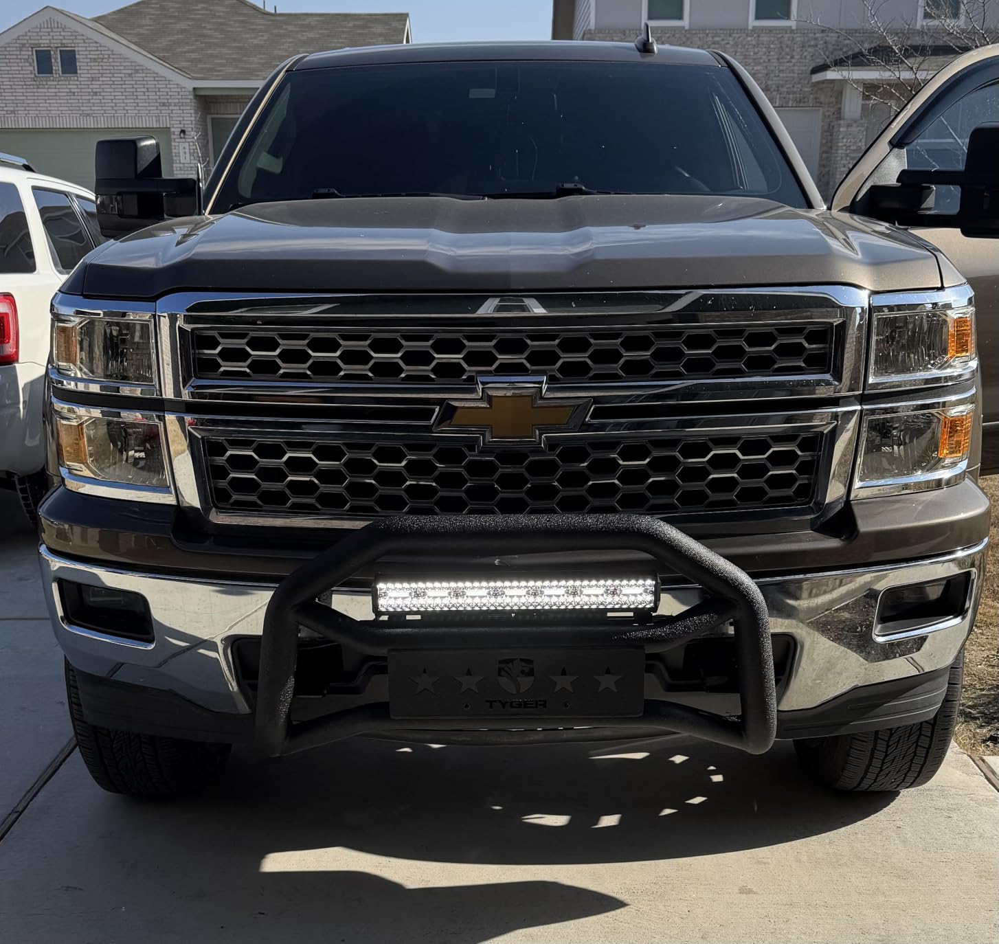 Tyger Auto TG-GD6C60048 Front Bumper Guard Compatible with 2007-2018 Chevy Silverado / GMC Sierra 1500 (Exclude 2007 Classic Models) | Textured Black | Light Mount | Bull Bar customer photo 2