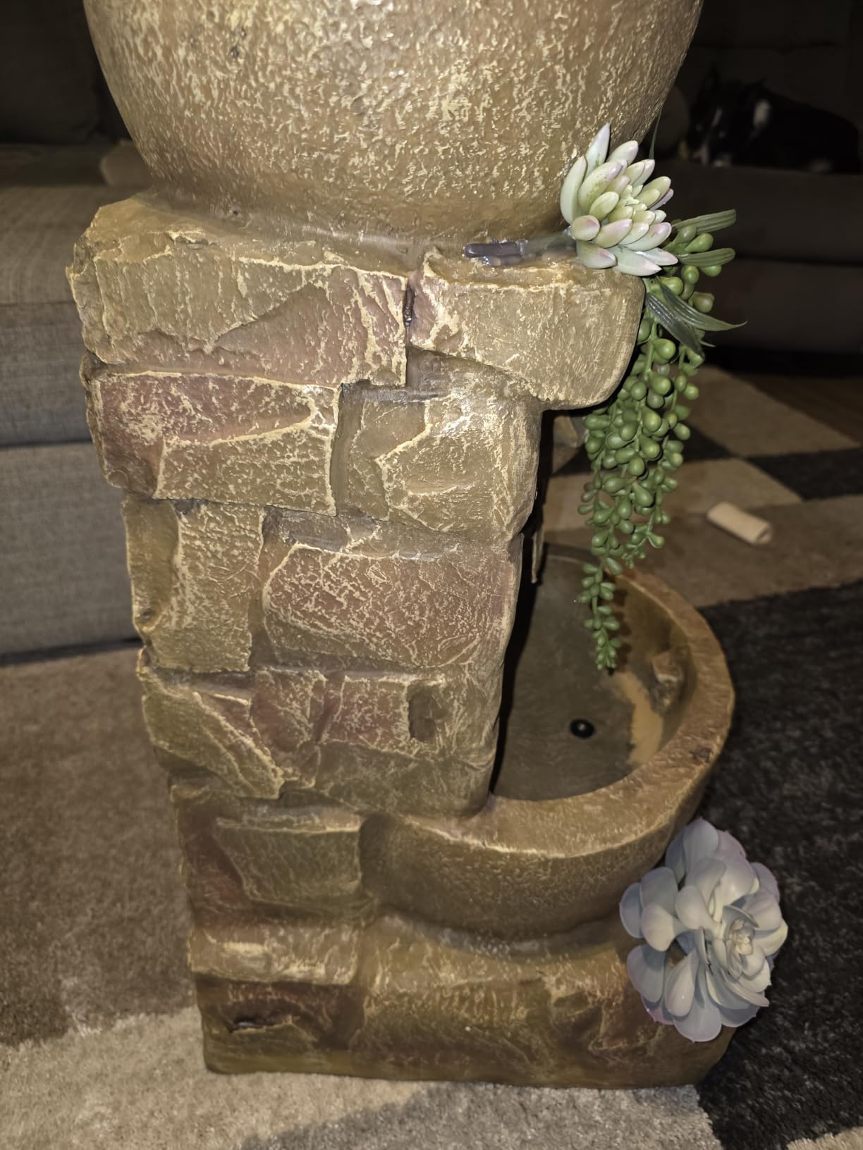 Teamson Home 33.25 in. Cascading Bowls and Stacked Stones LED Outdoor Water Fountain for Gardens, Landscaping, Patios, Balconies, and Lawns for a Calming Oasis in Outdoor Living Spaces, Stone Gray customer photo 1
