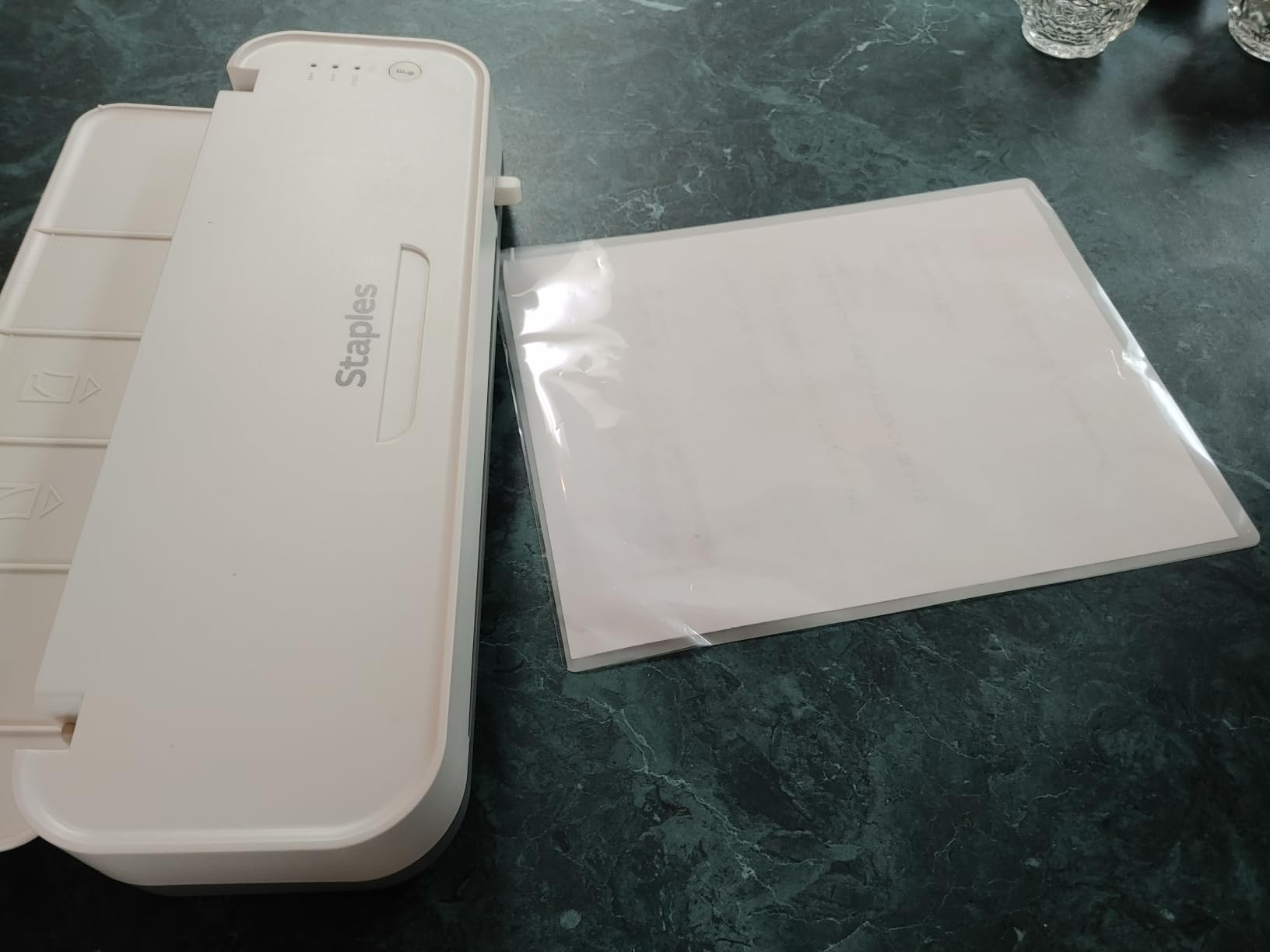 Staples 9-Inch Thermal & Cold Laminator, White/Gray | Versatile laminating machine for home, school, and office document use customer photo 1